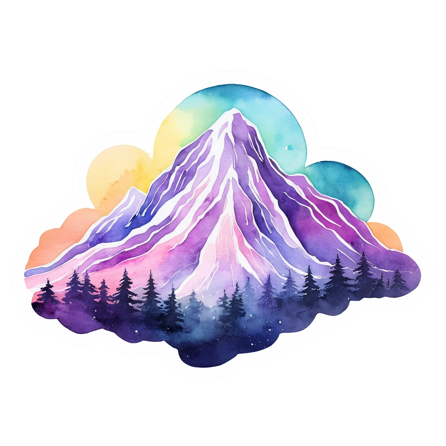 Mountain watercolor sticker isolated on transparent background #19572