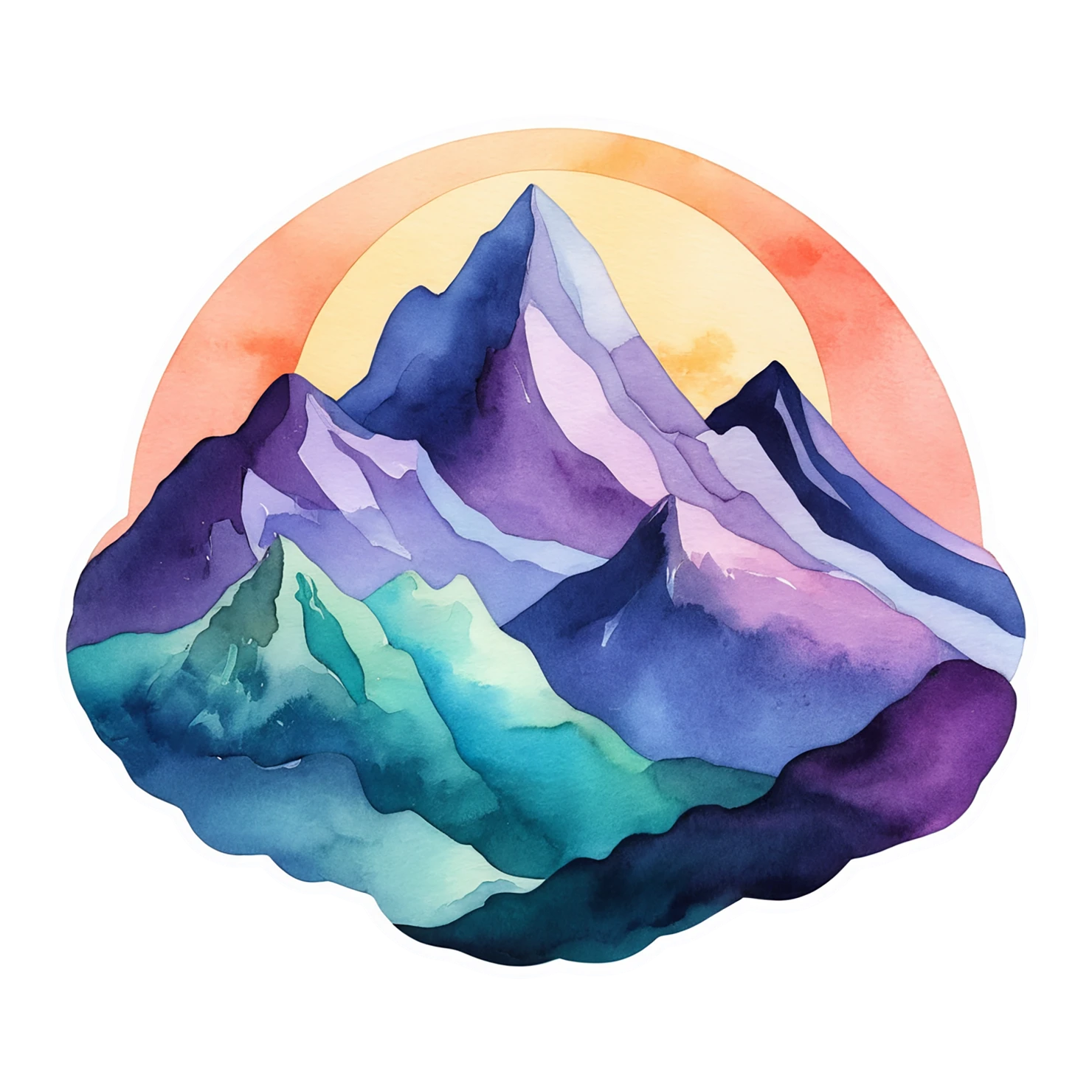 Mountain watercolor sticker isolated on transparent background #19577
