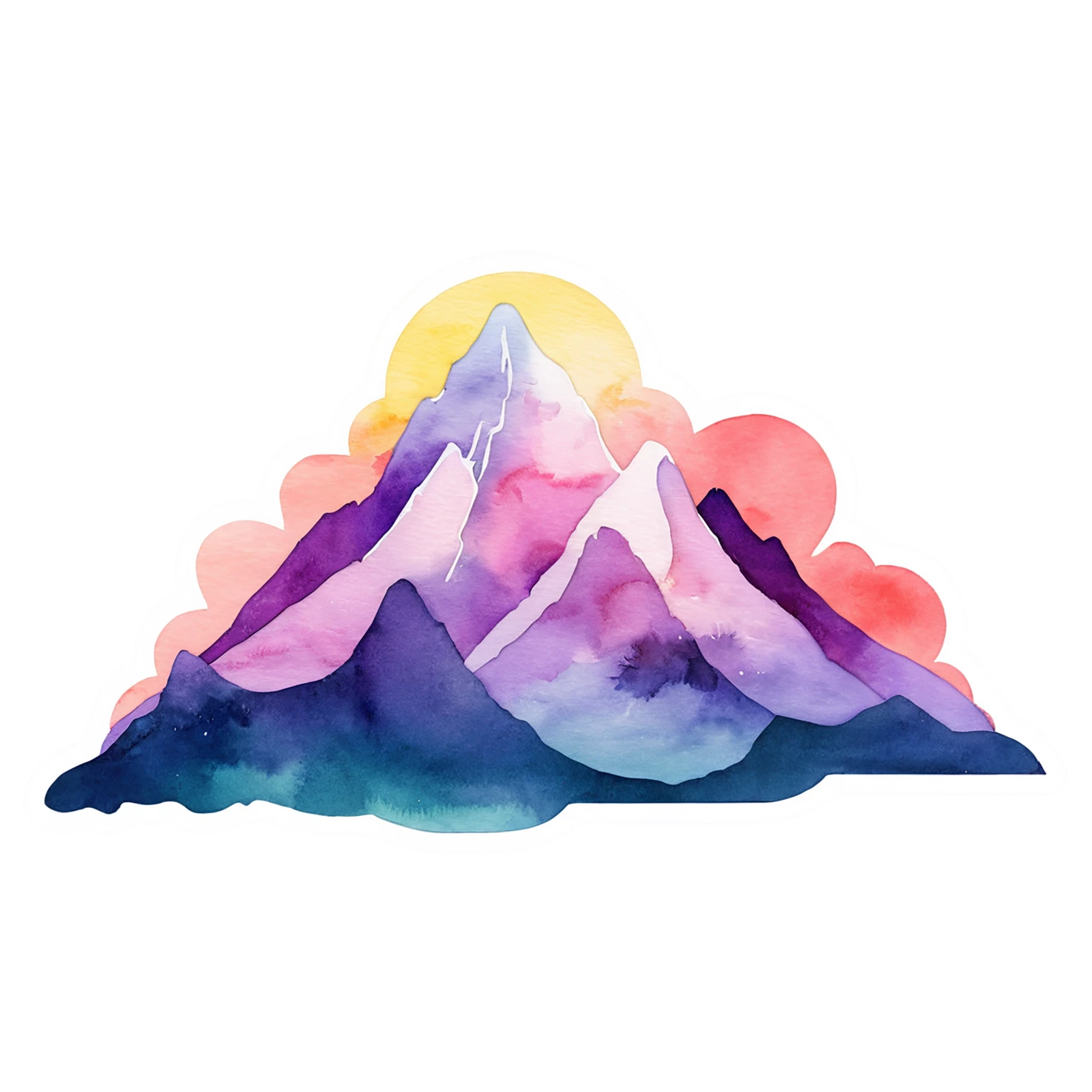 Mountain watercolor sticker isolated on transparent background #19579