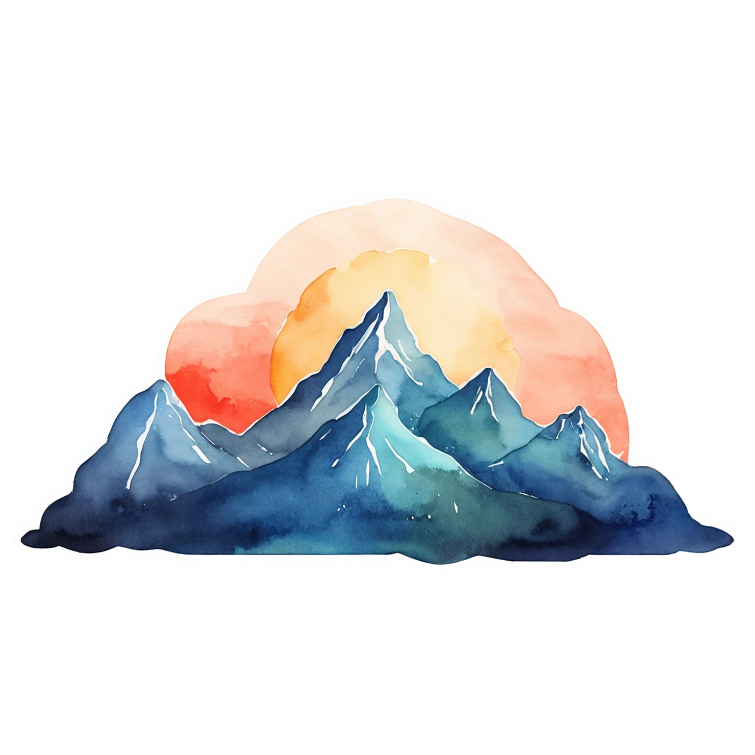Mountain watercolor sticker isolated on transparent background #19581