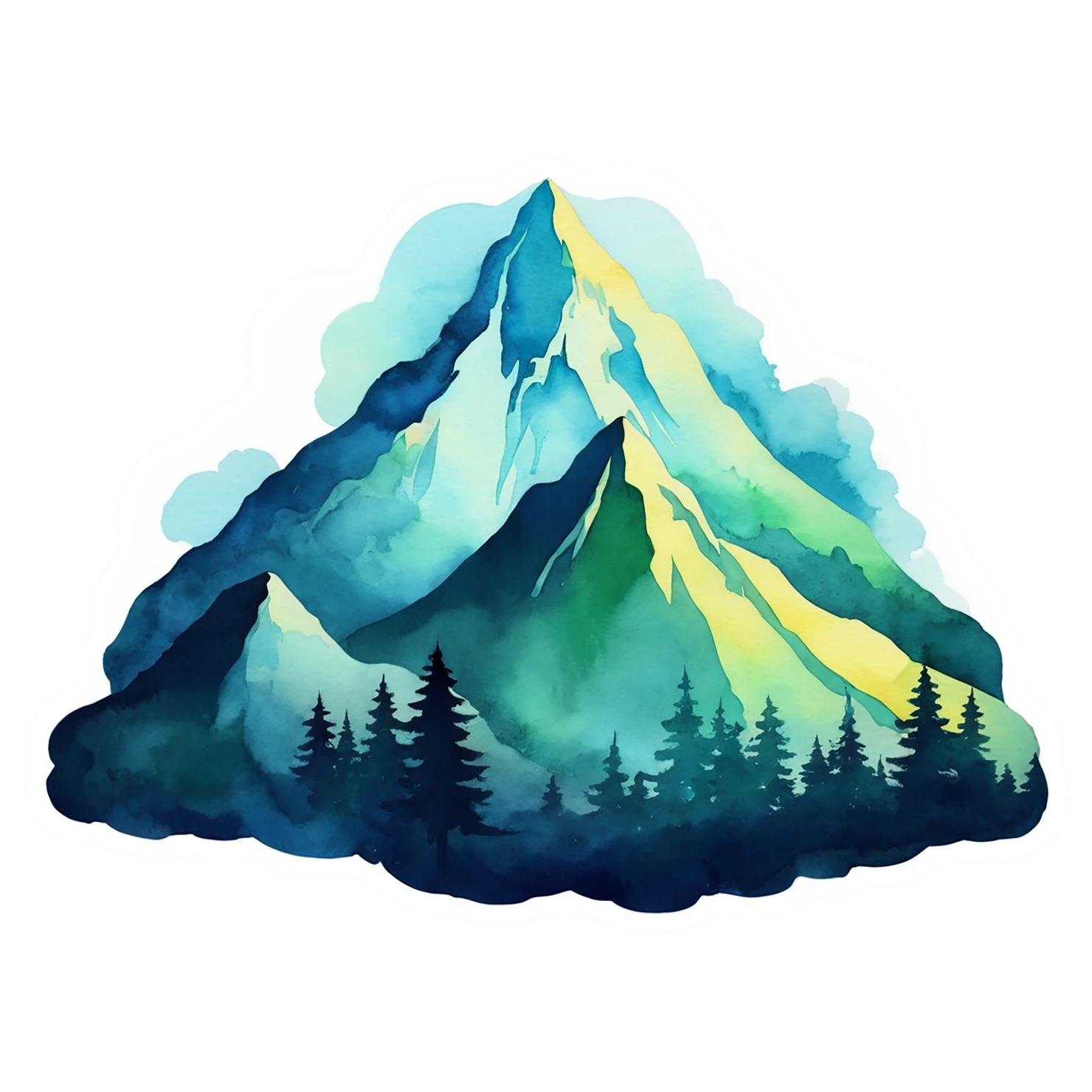 Mountain watercolor sticker isolated on transparent background #19583
