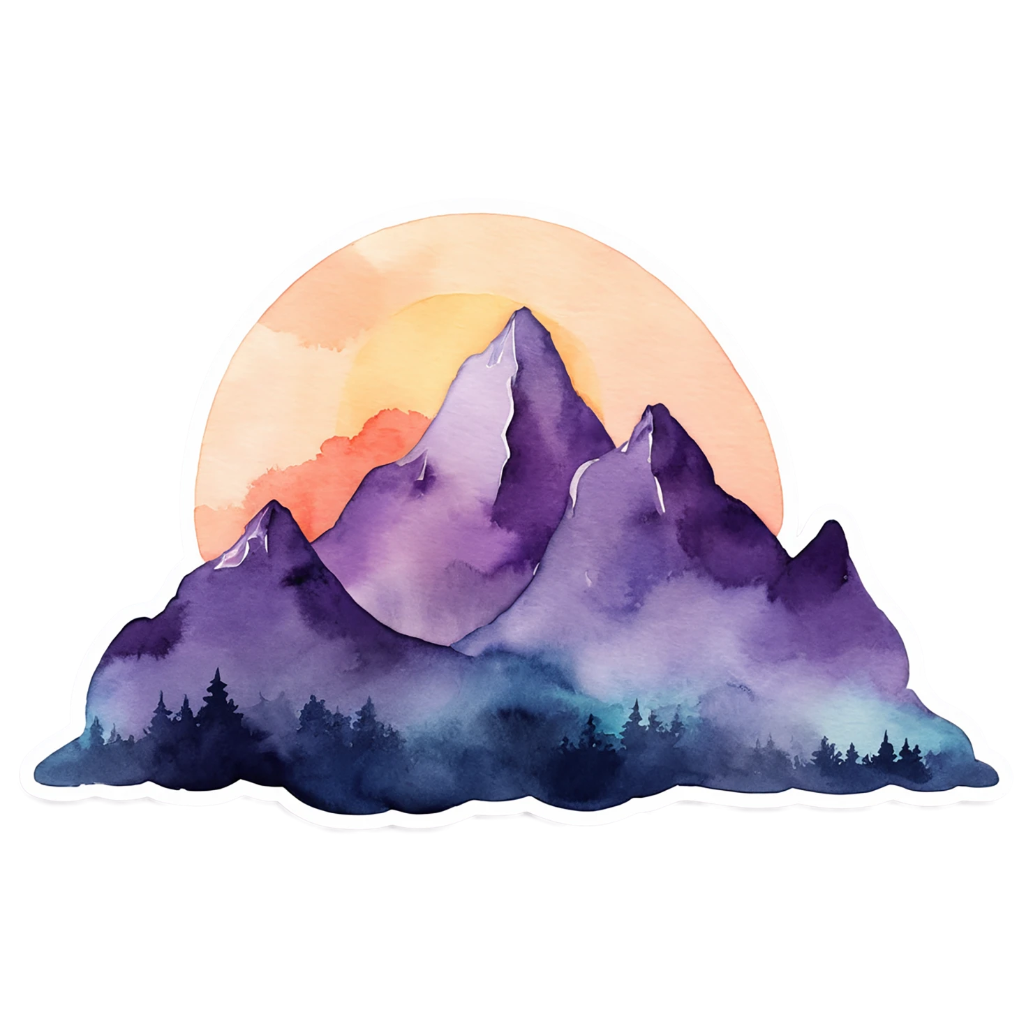Mountain watercolor sticker isolated on transparent background #19584