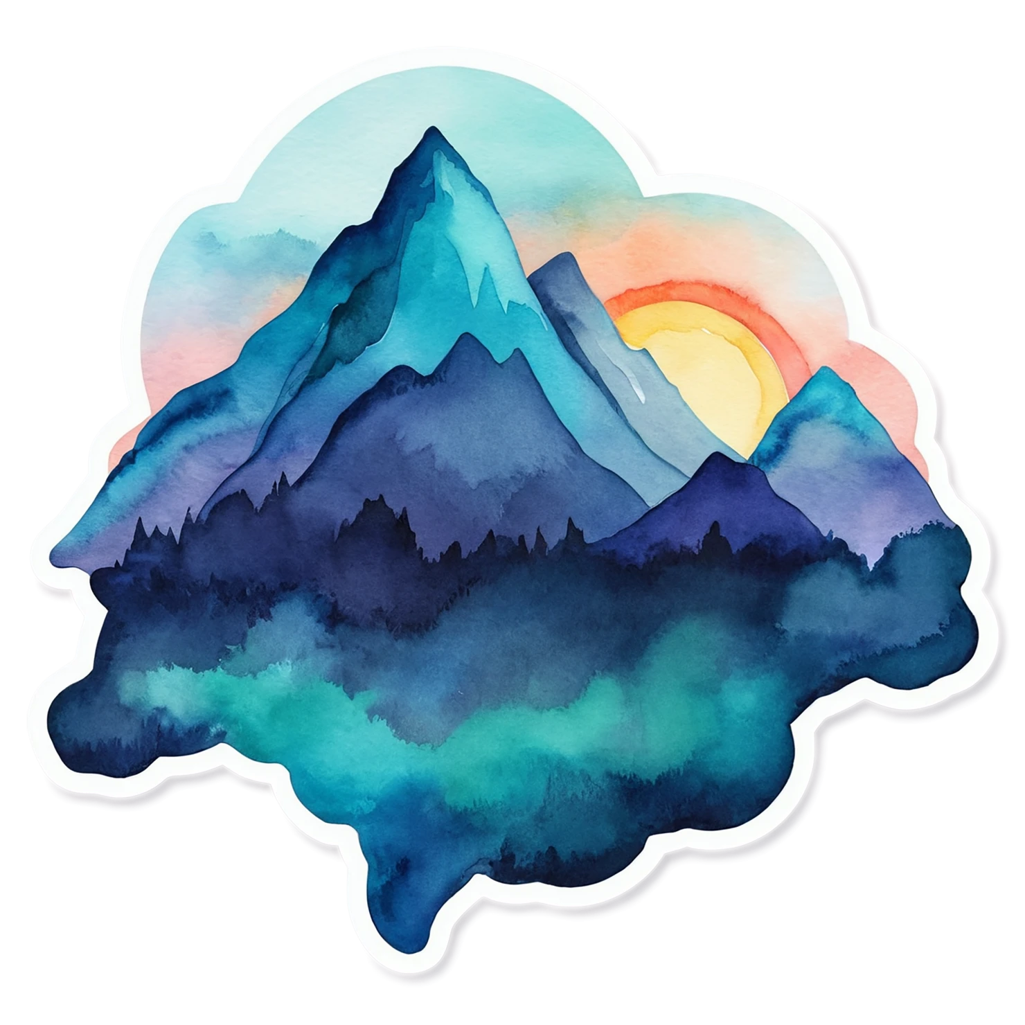 Mountain watercolor sticker isolated on transparent background #19586