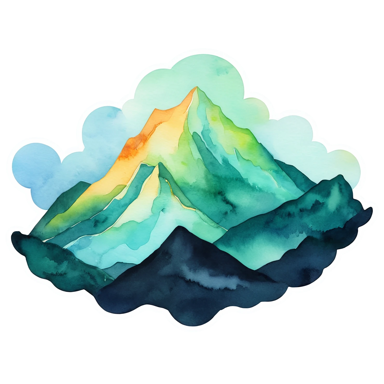 Mountain watercolor sticker isolated on transparent background #19587