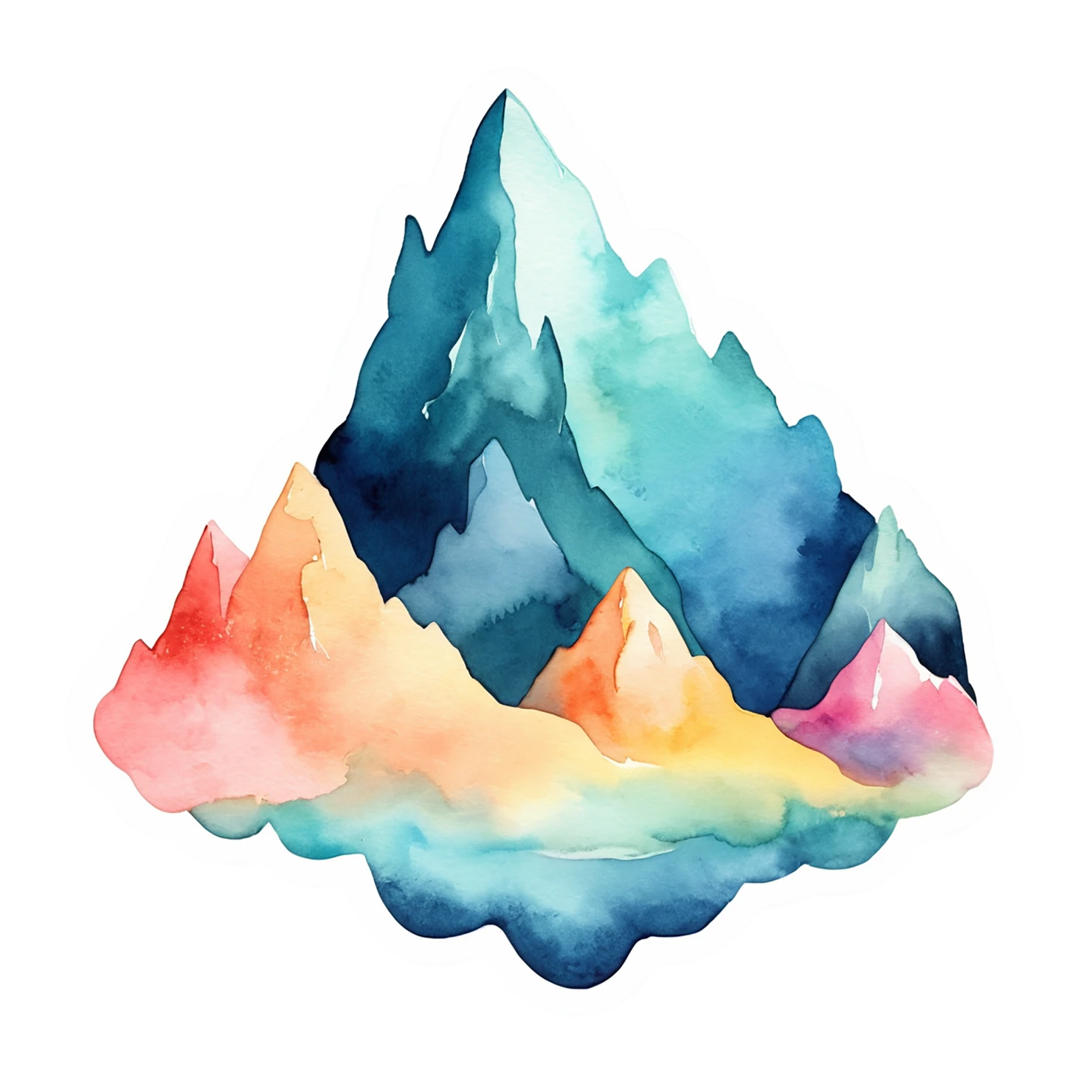 Mountain watercolor sticker isolated on transparent background #19588
