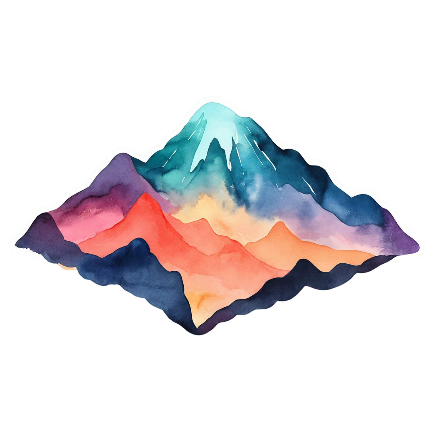 Mountain watercolor sticker isolated on transparent background #19589