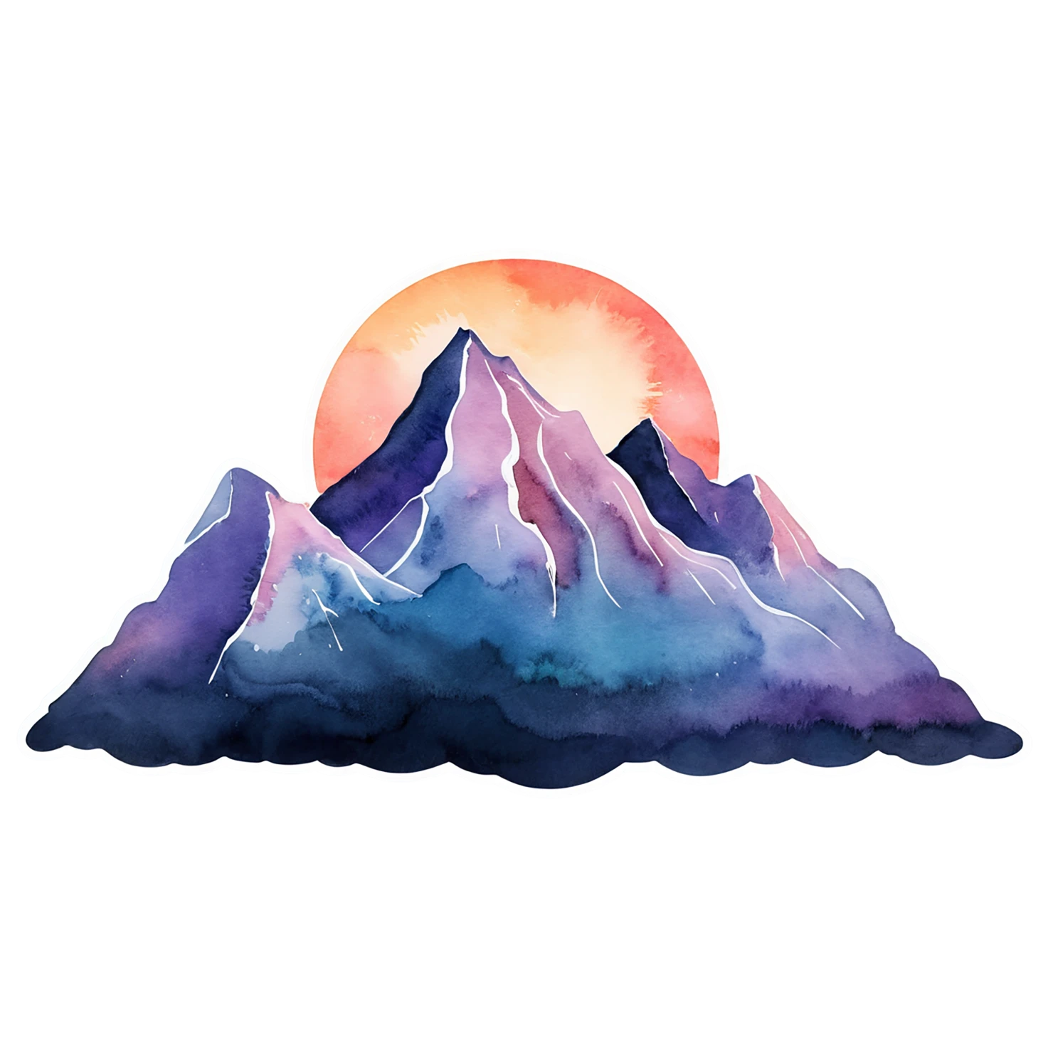 Mountain watercolor sticker isolated on transparent background #19590