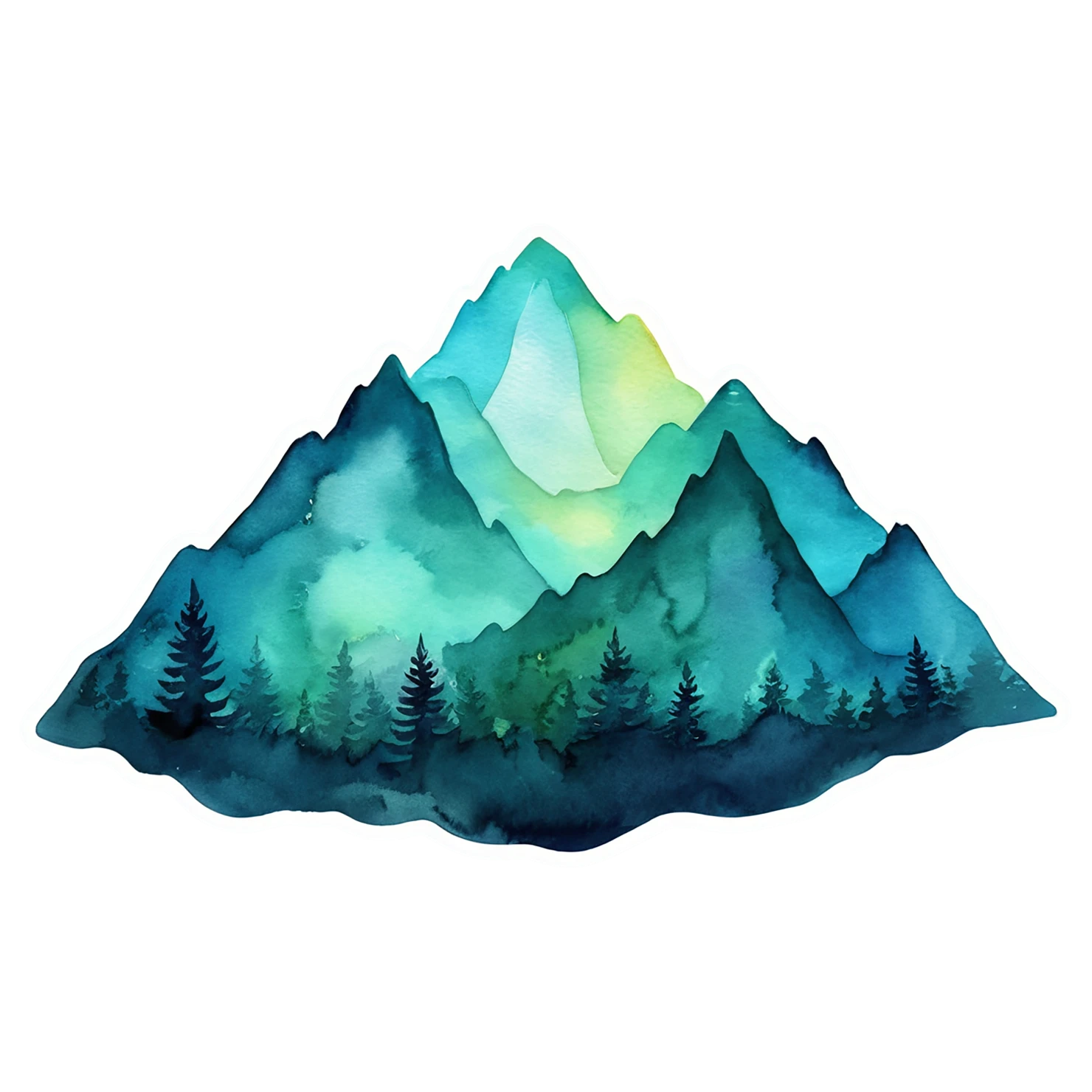 Mountain watercolor sticker isolated on transparent background #19594