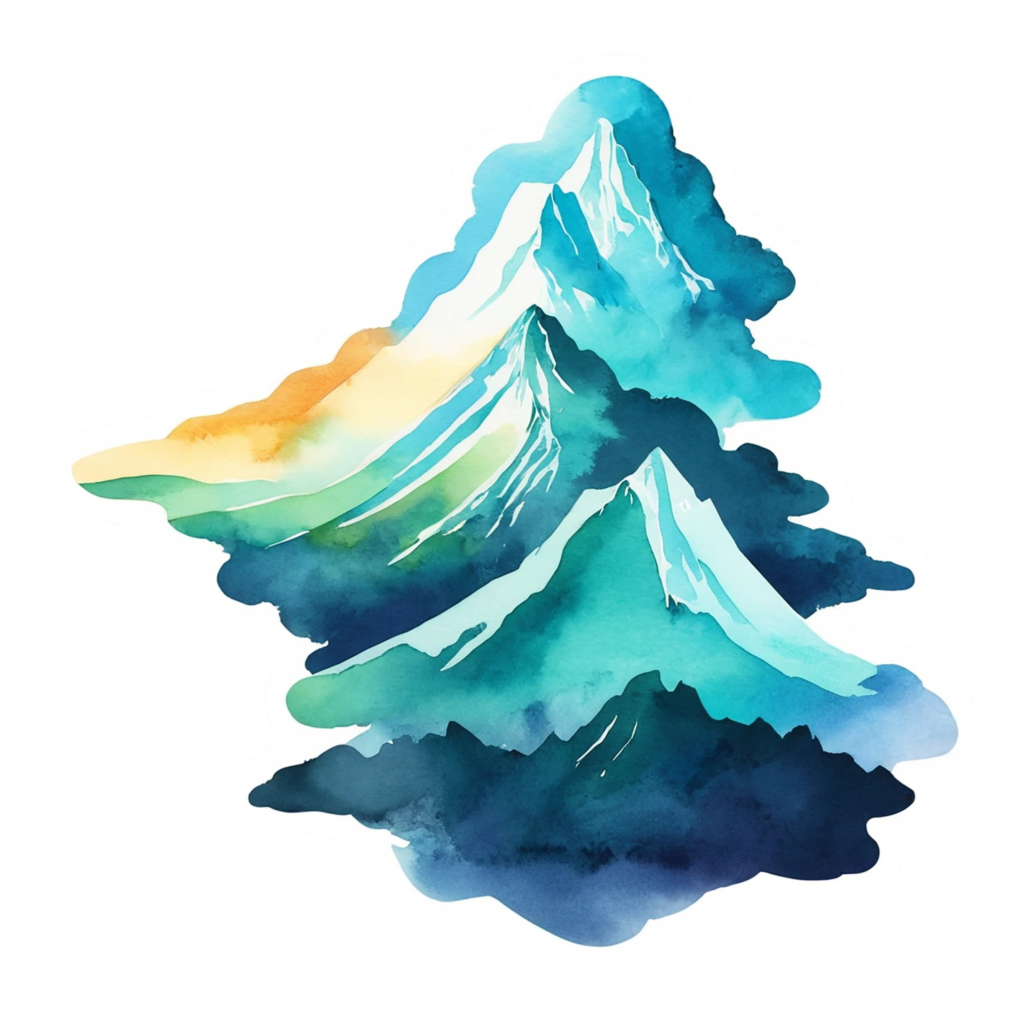 Mountain watercolor sticker isolated on transparent background #19595