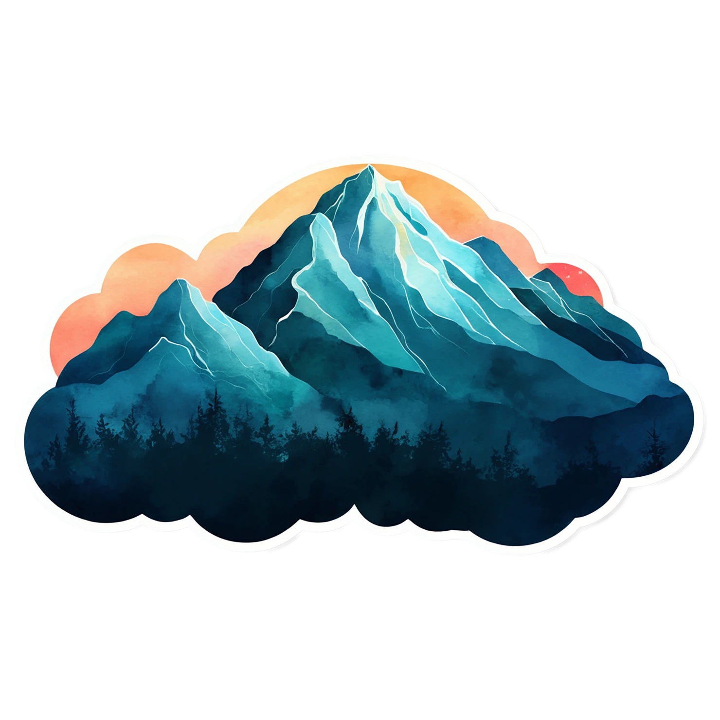 Mountain watercolor sticker isolated on transparent background #19597