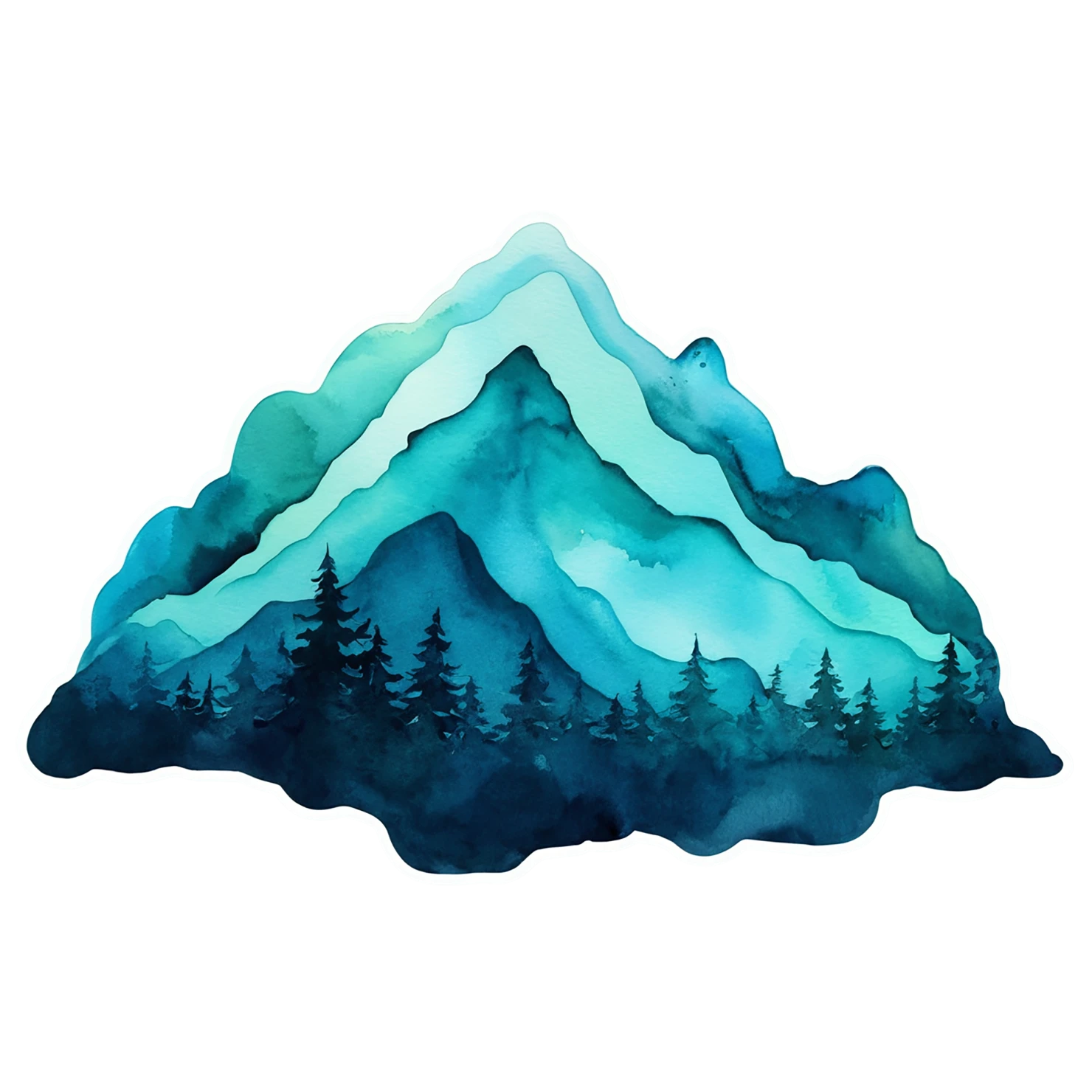 Mountain watercolor sticker isolated on transparent background #19605