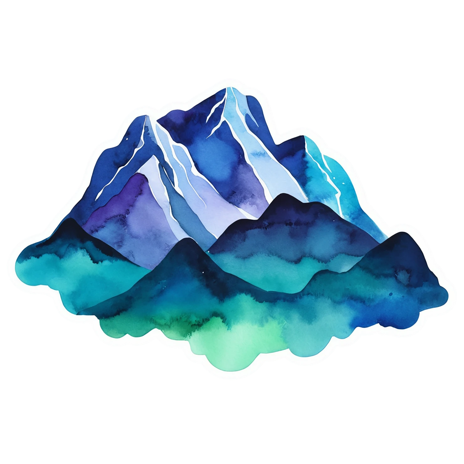 Mountain watercolor sticker isolated on transparent background #19606