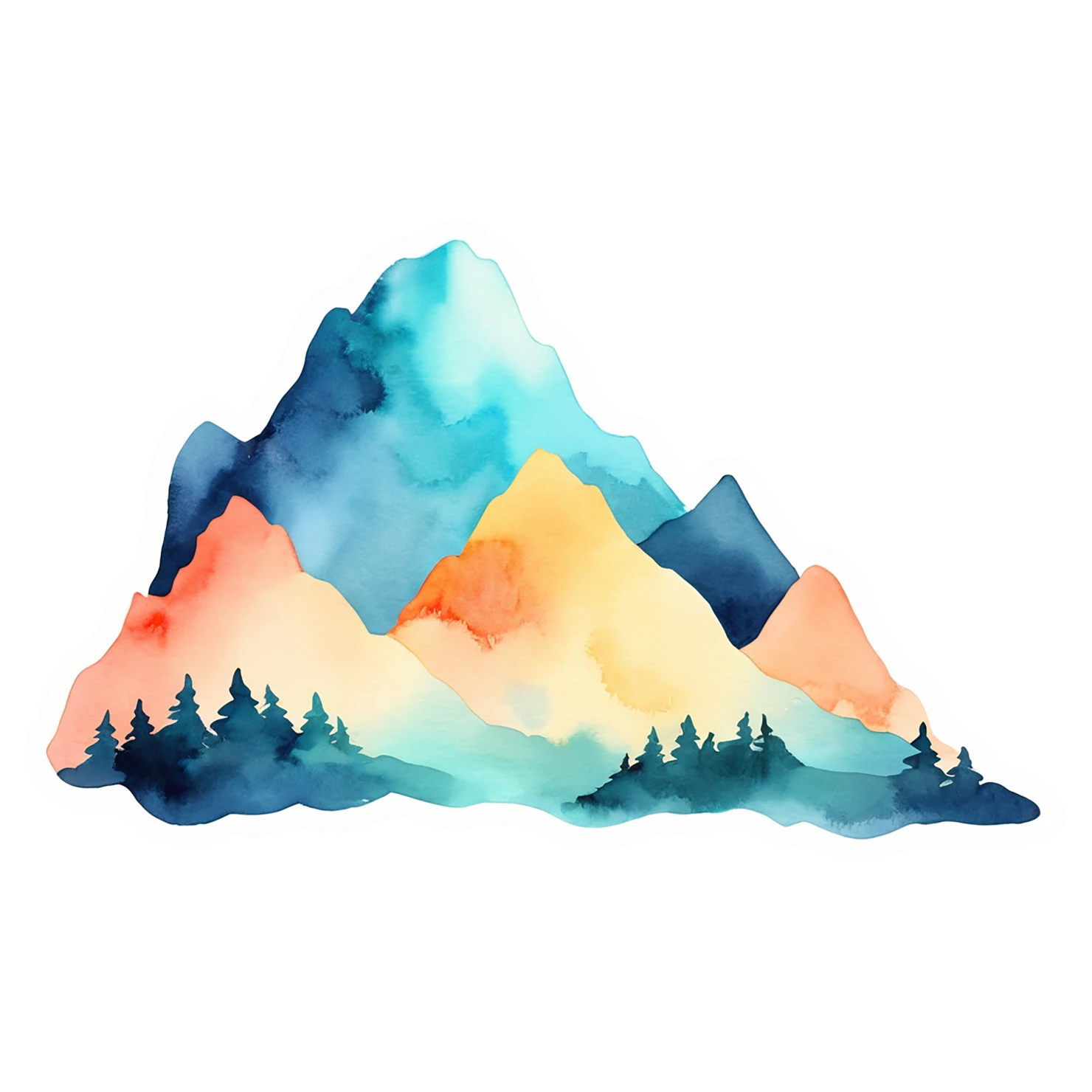 Mountain watercolor sticker isolated on transparent background #19607