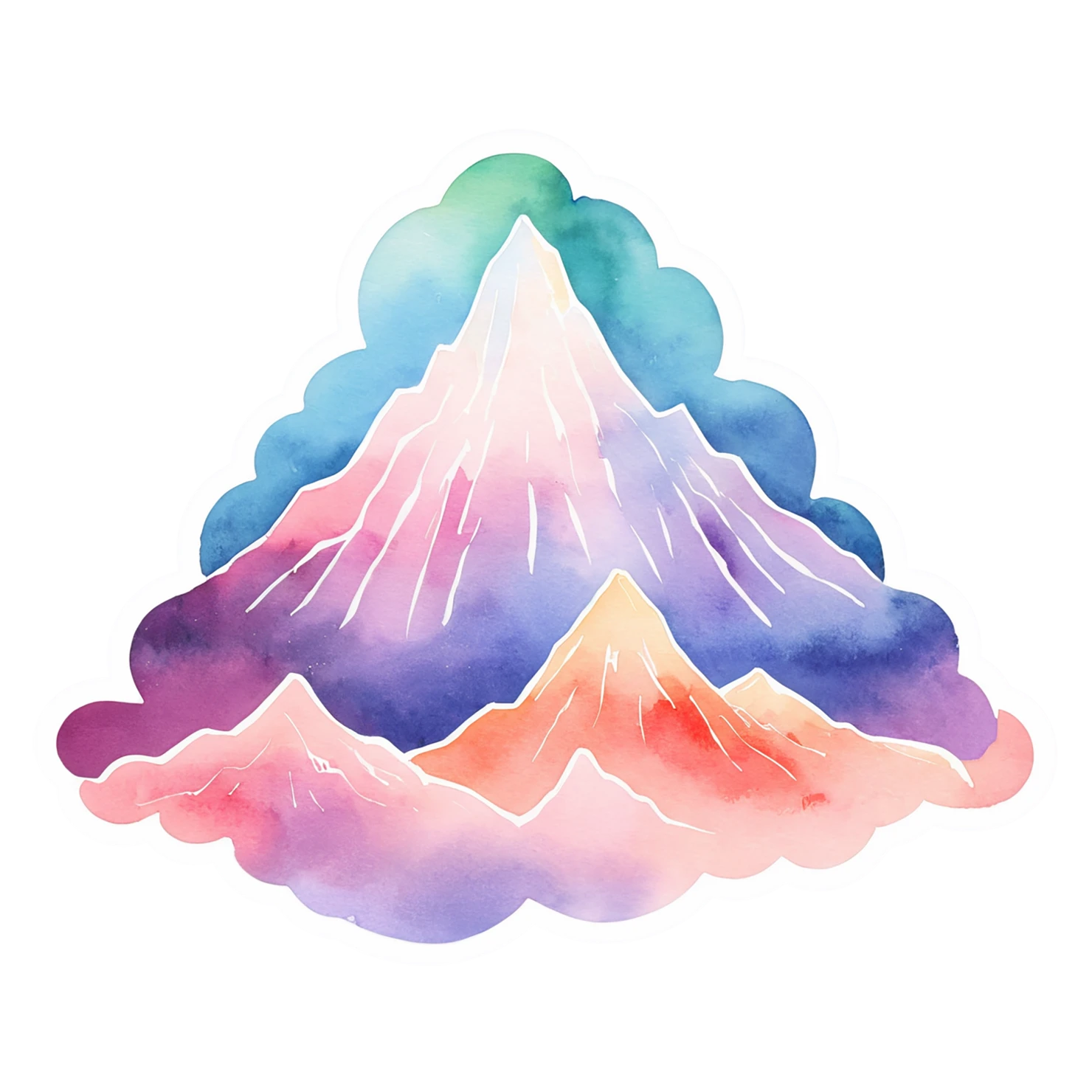 Mountain watercolor sticker isolated on transparent background #19609