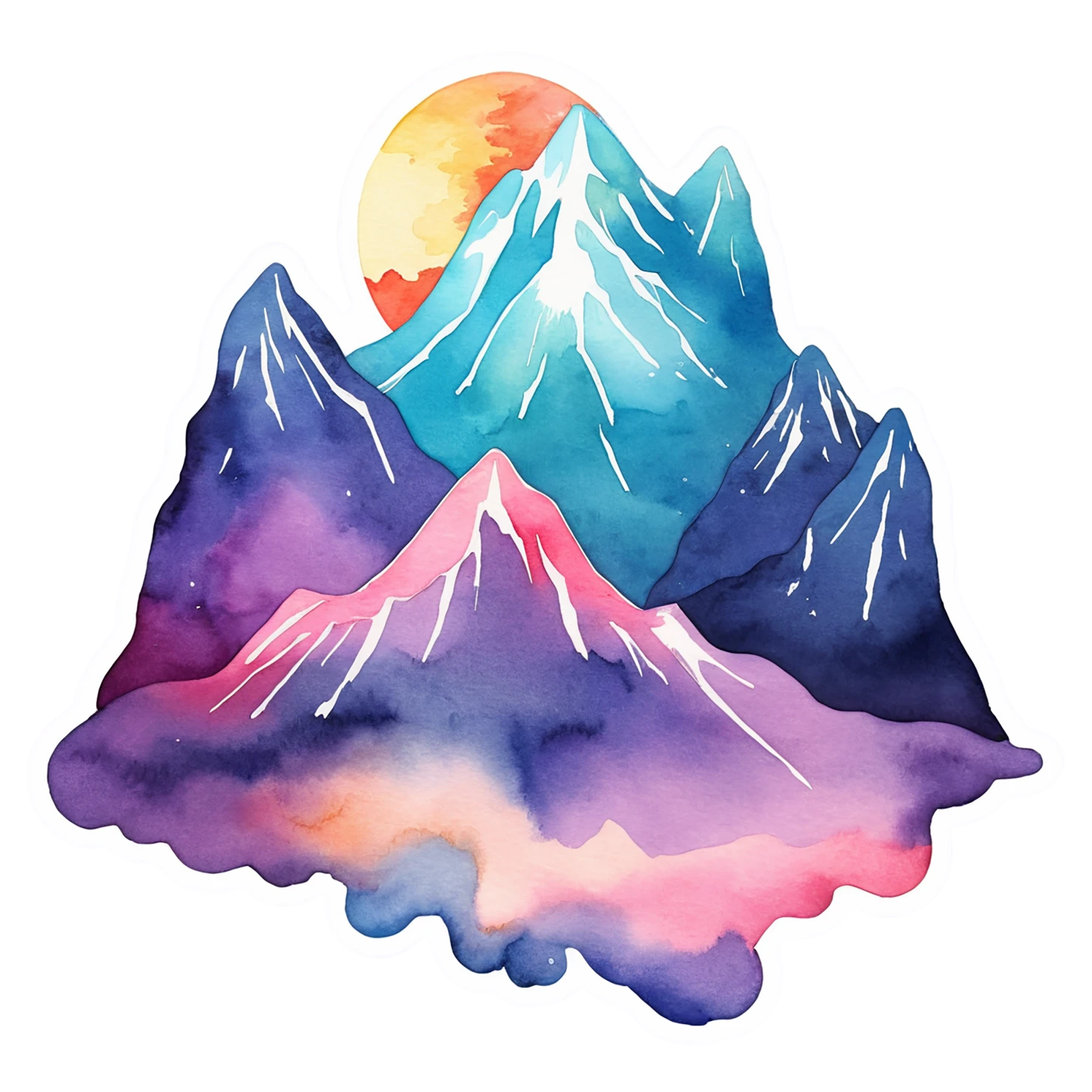 Mountain watercolor sticker isolated on transparent background #19610