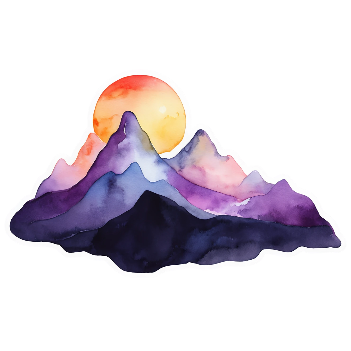 Mountain watercolor sticker isolated on transparent background #19611
