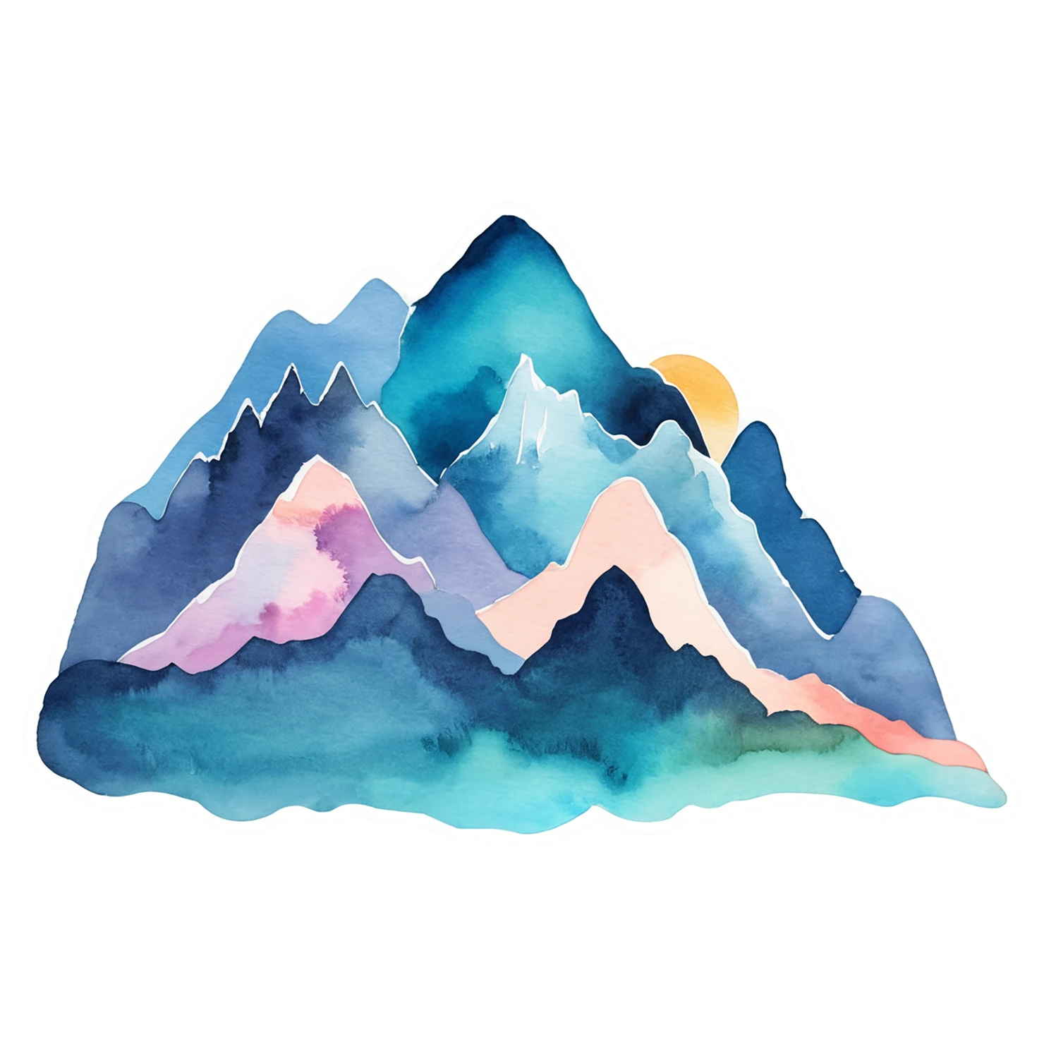 Mountain watercolor sticker isolated on transparent background #19618