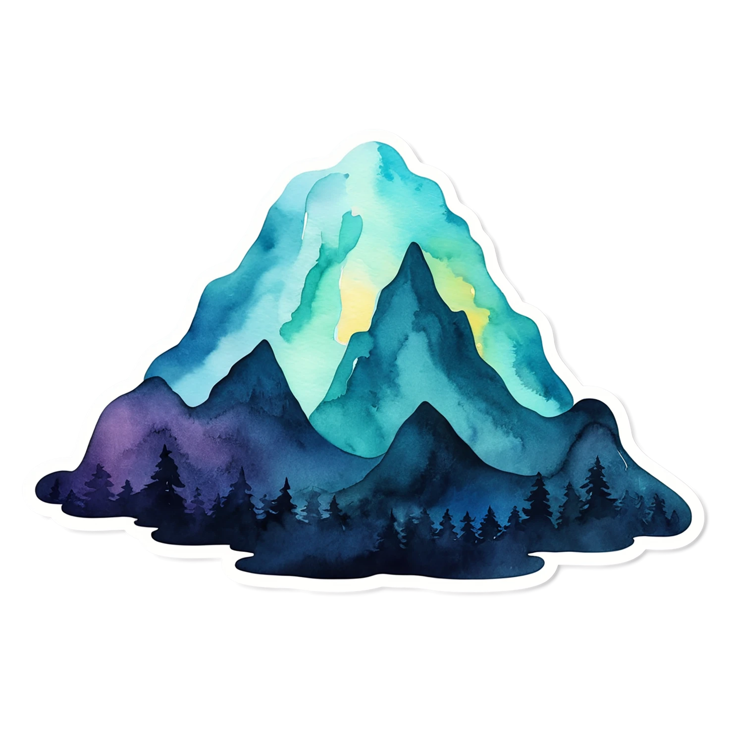 Mountain watercolor sticker isolated on transparent background #19619