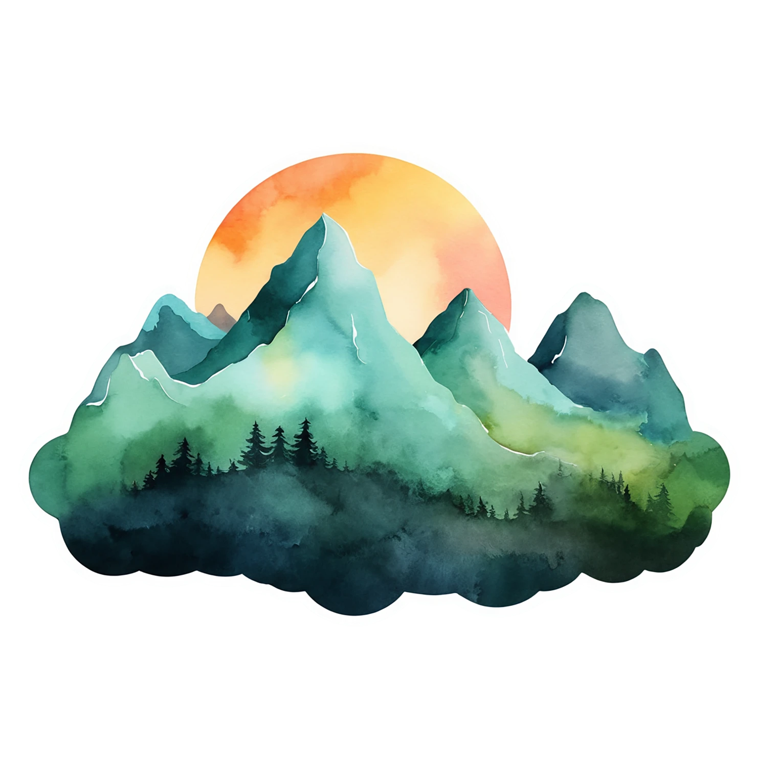 Mountain watercolor sticker isolated on transparent background #19626