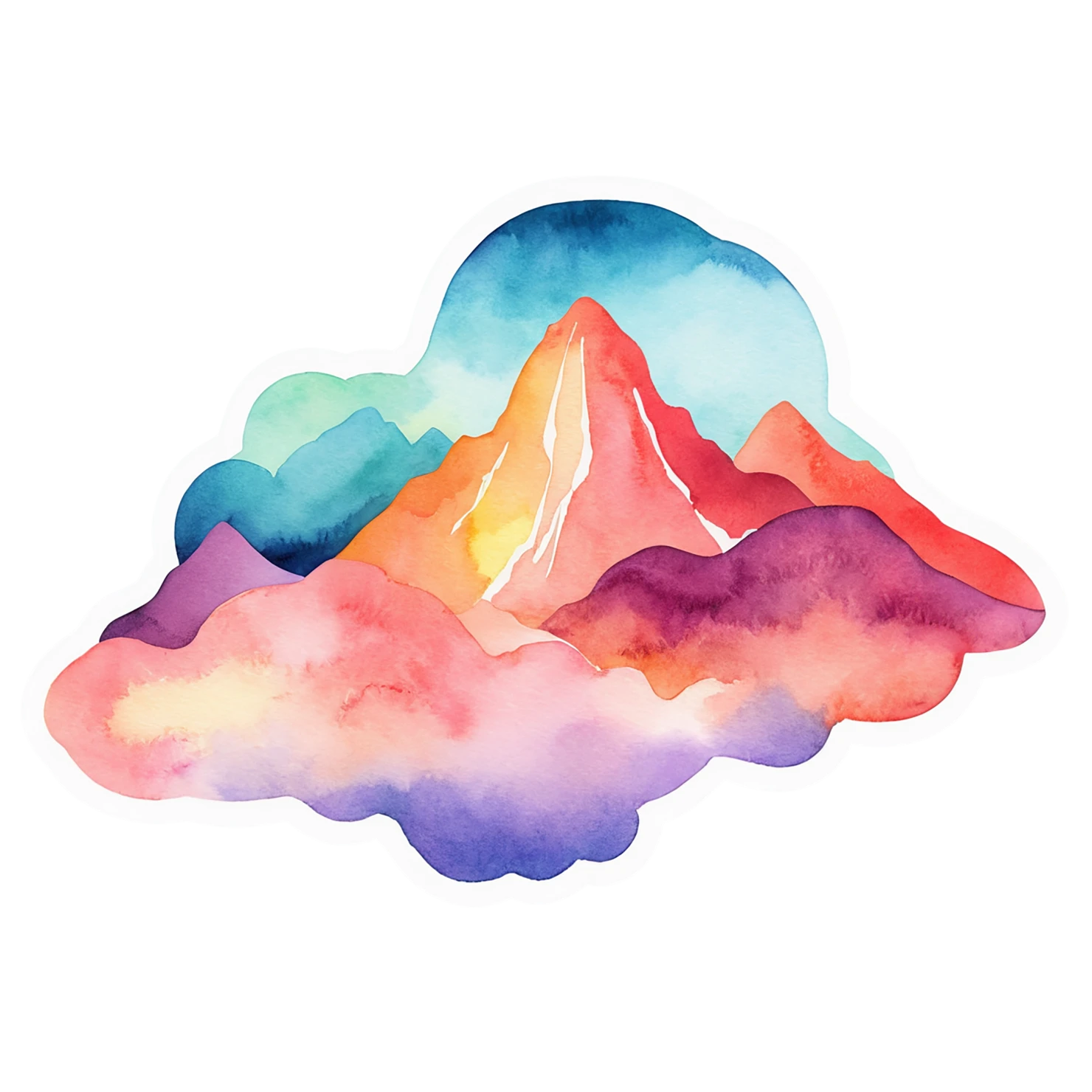 Mountain watercolor sticker isolated on transparent background #19627