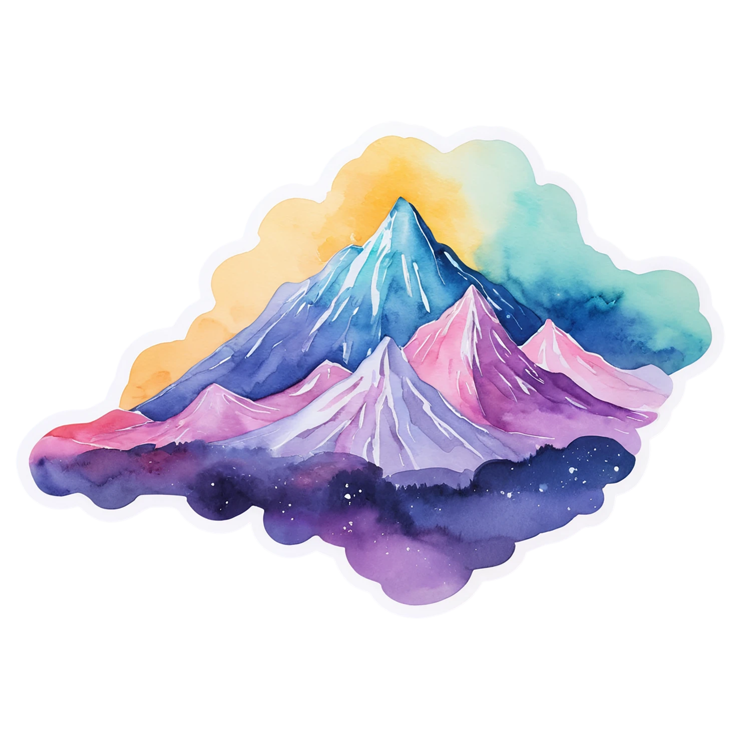 Mountain watercolor sticker isolated on transparent background #19631