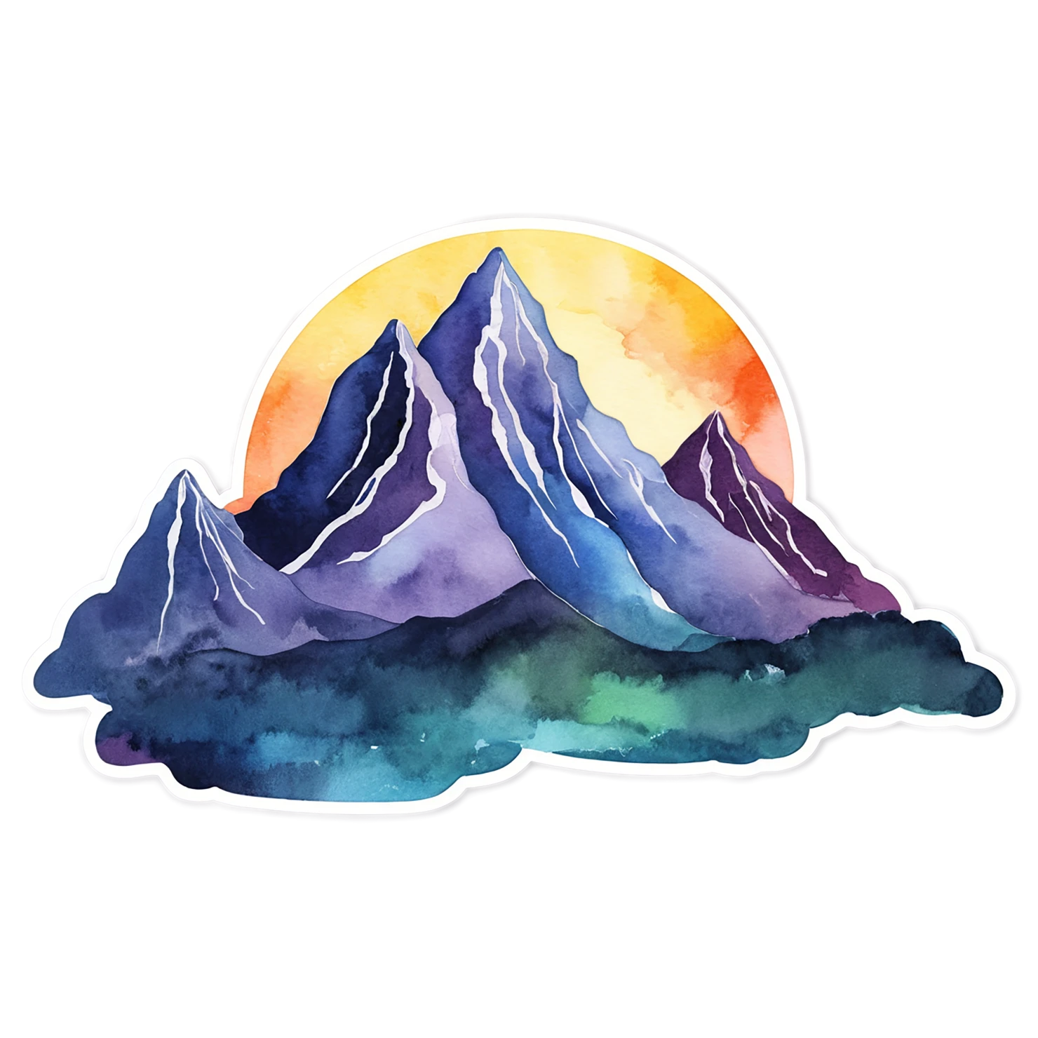 Mountain watercolor sticker isolated on transparent background #19636