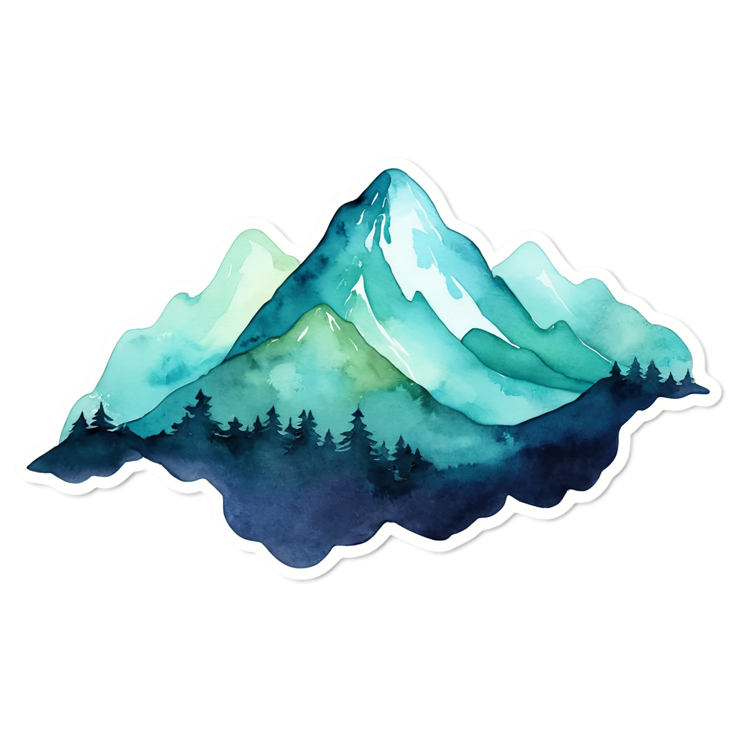 Mountain watercolor sticker isolated on transparent background #19638
