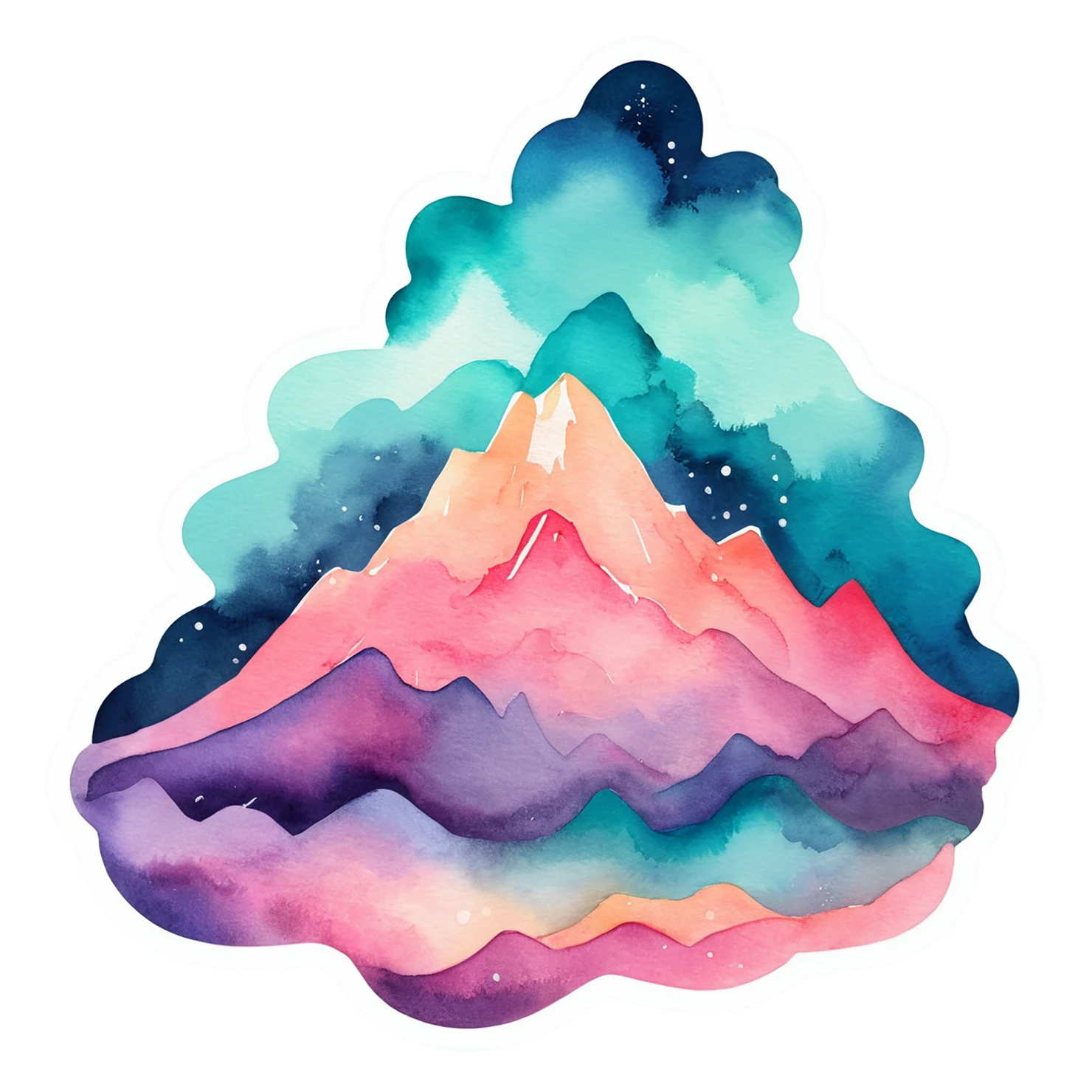 Mountain watercolor sticker isolated on transparent background #19640