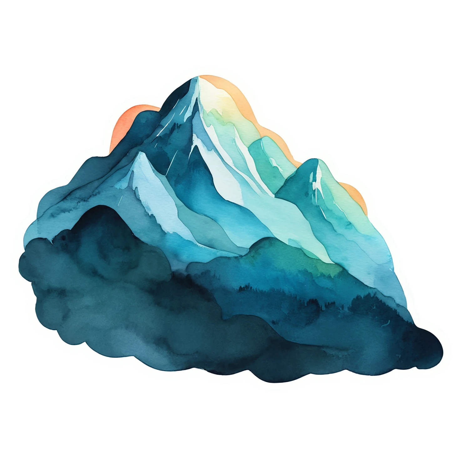 Mountain watercolor sticker isolated on transparent background #19644