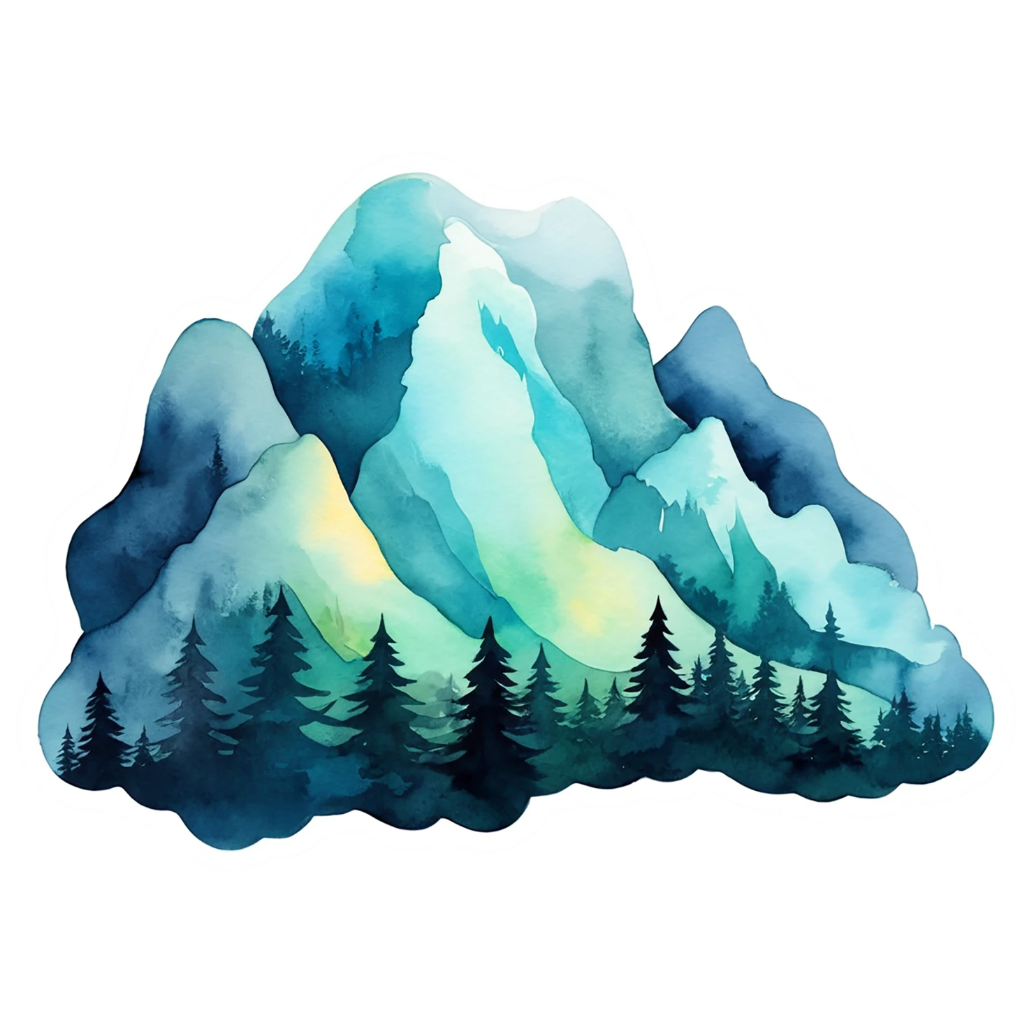 Mountain watercolor sticker isolated on transparent background #19645