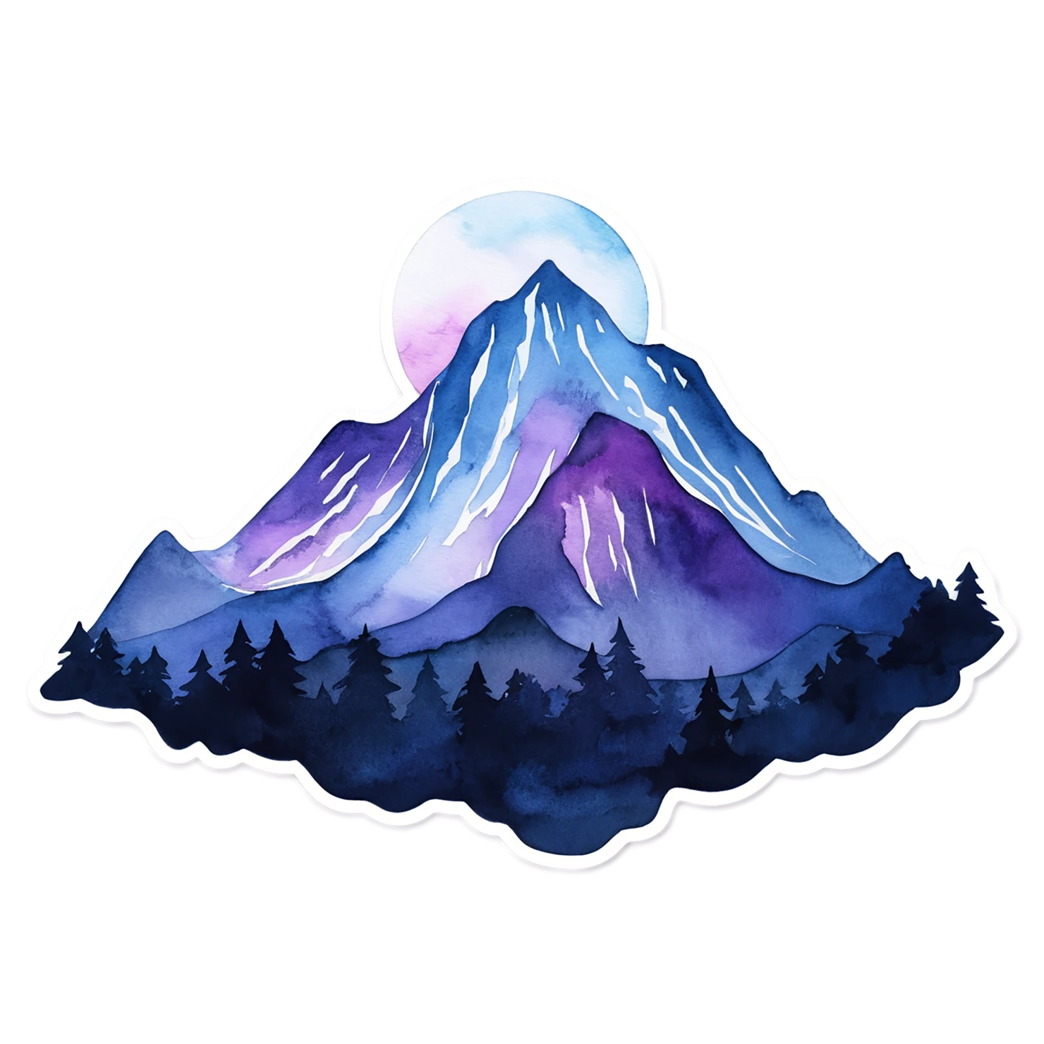 Mountain watercolor sticker isolated on transparent background #19647