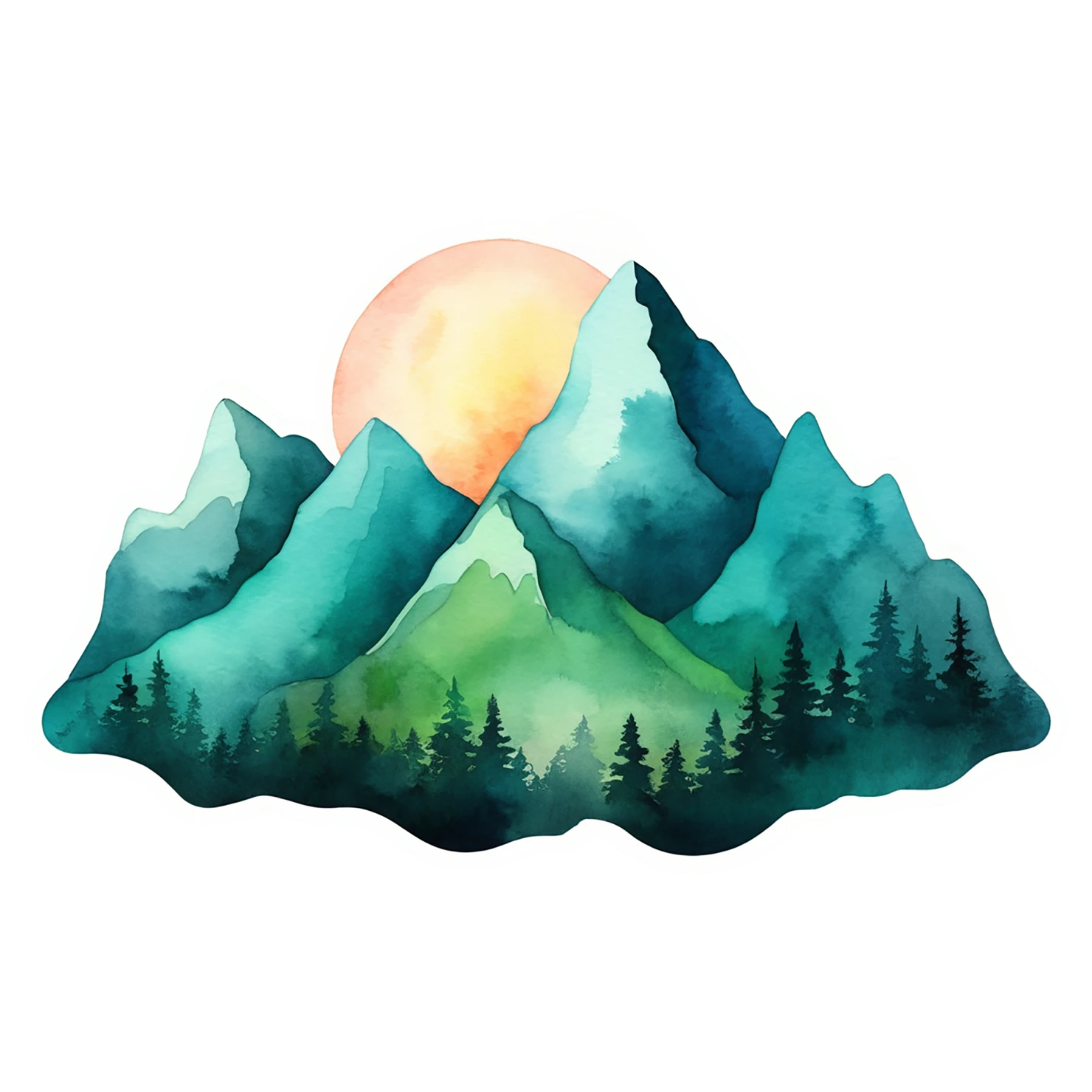Mountain watercolor sticker isolated on transparent background #19652