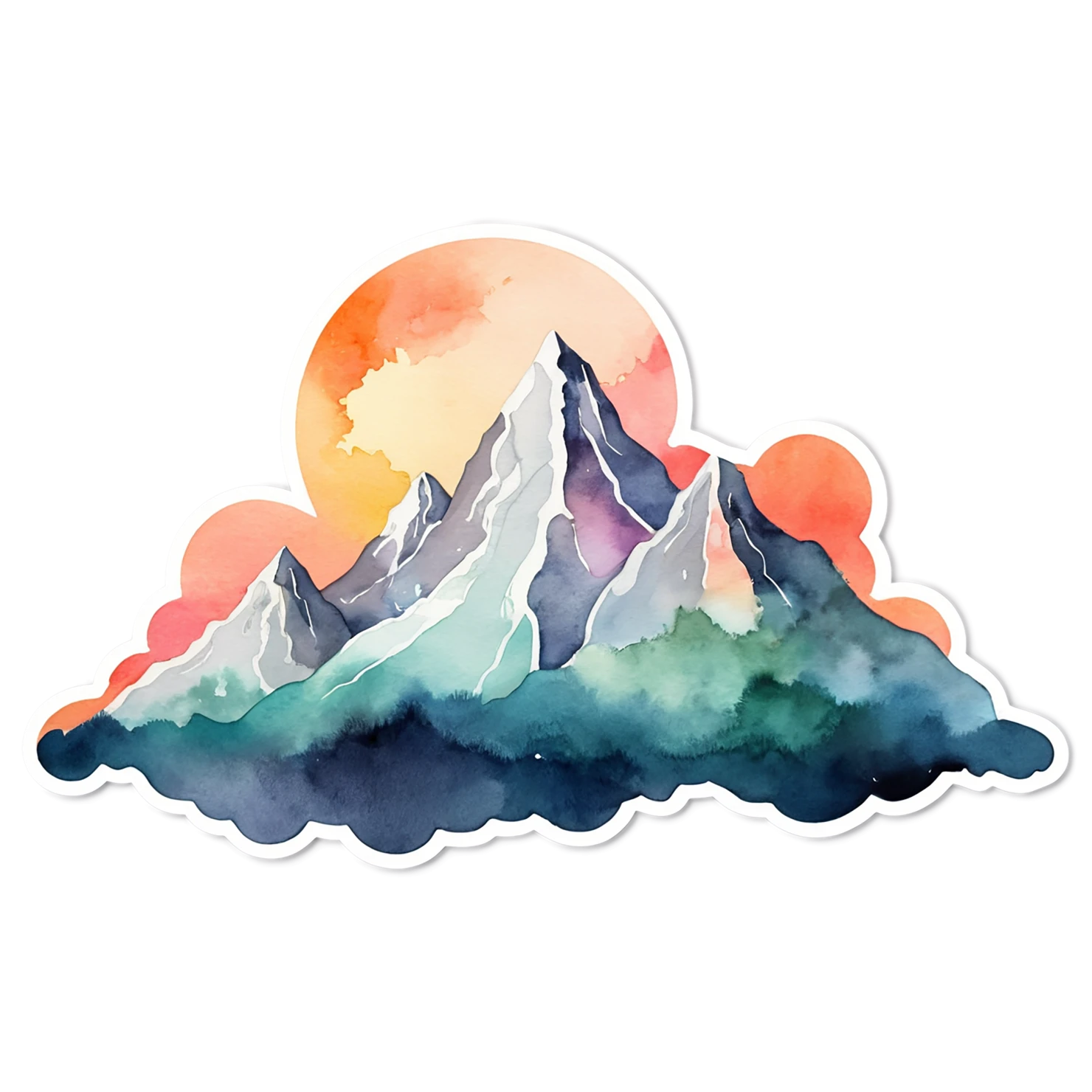 Mountain watercolor sticker isolated on transparent background #19655