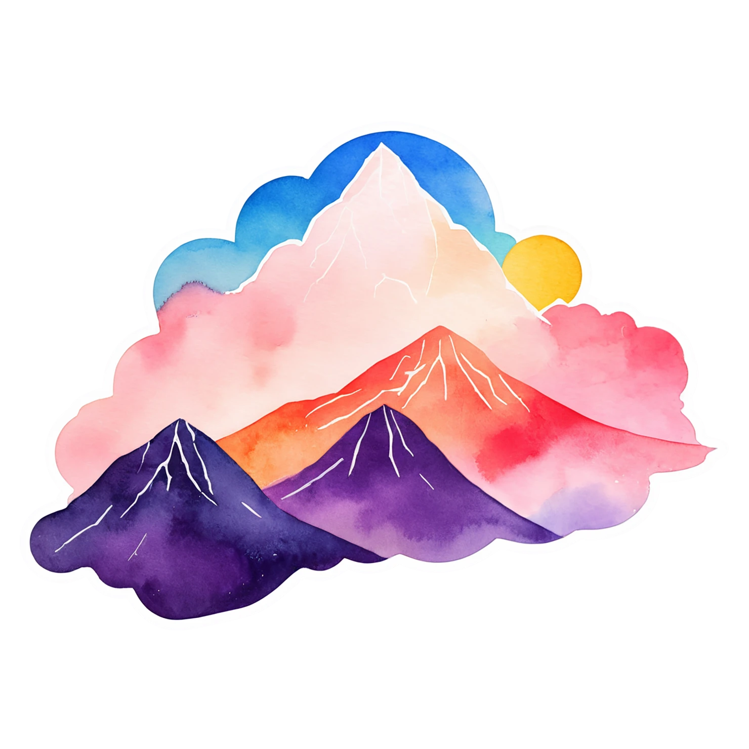 Mountain watercolor sticker isolated on transparent background #19656