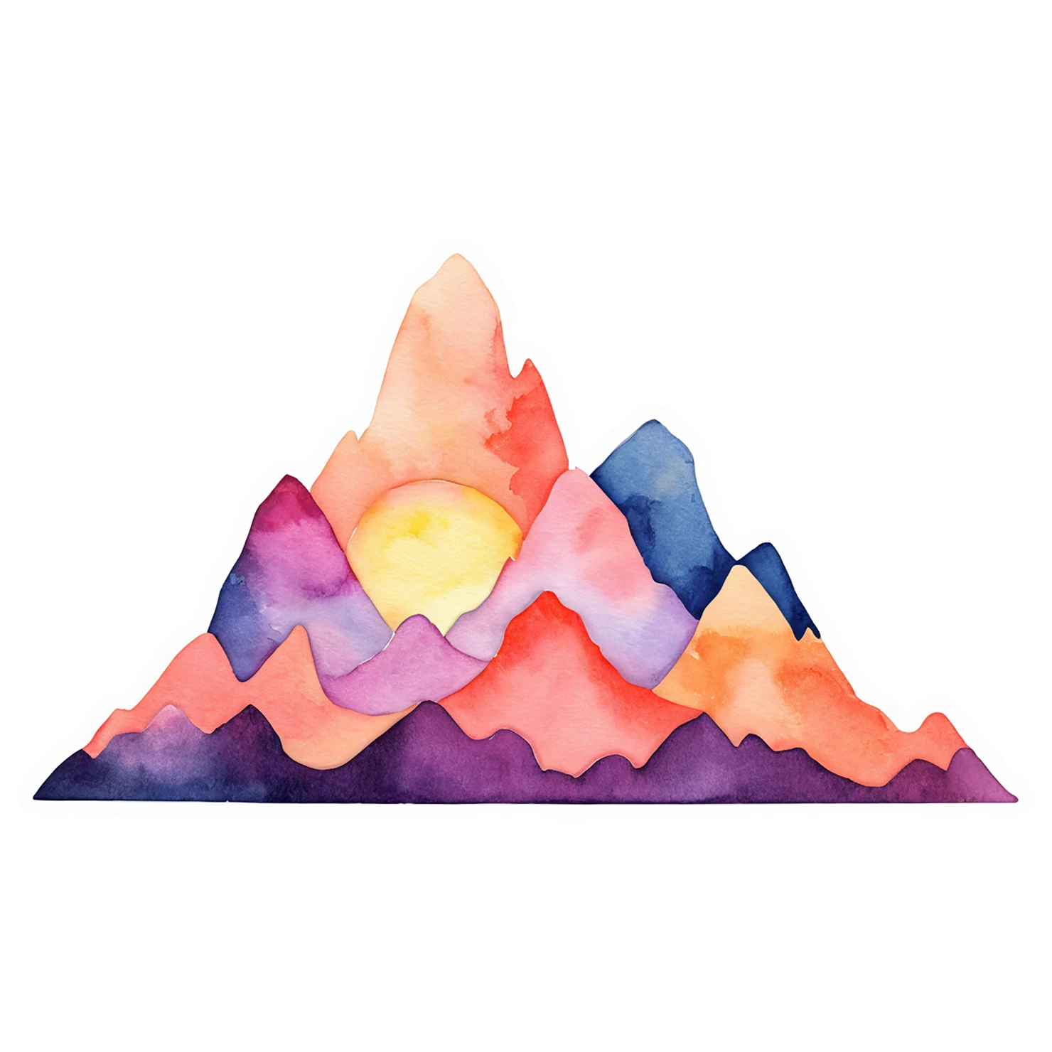 Mountain watercolor sticker isolated on transparent background #19659