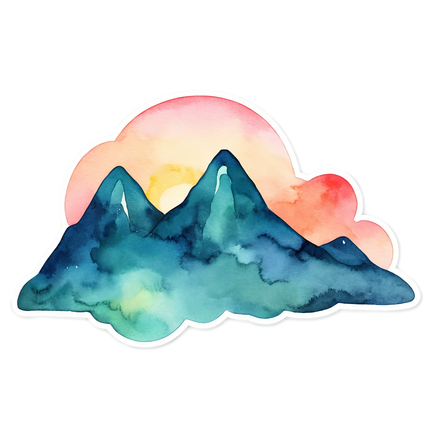 Mountain watercolor sticker isolated on transparent background #19661