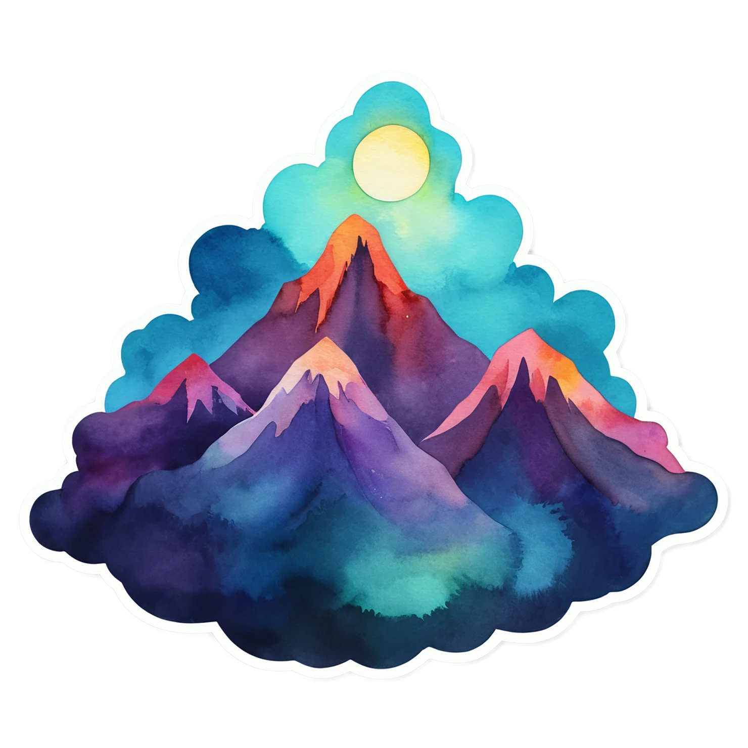 Mountain watercolor sticker isolated on transparent background #19662