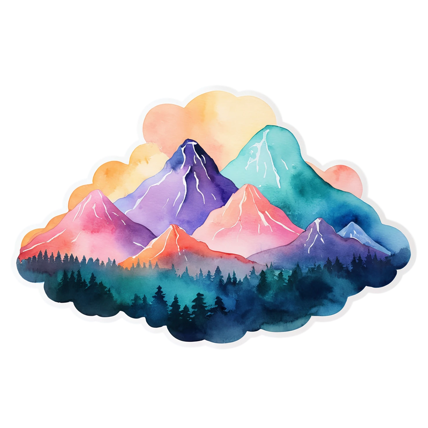 Mountain watercolor sticker isolated on transparent background #19668