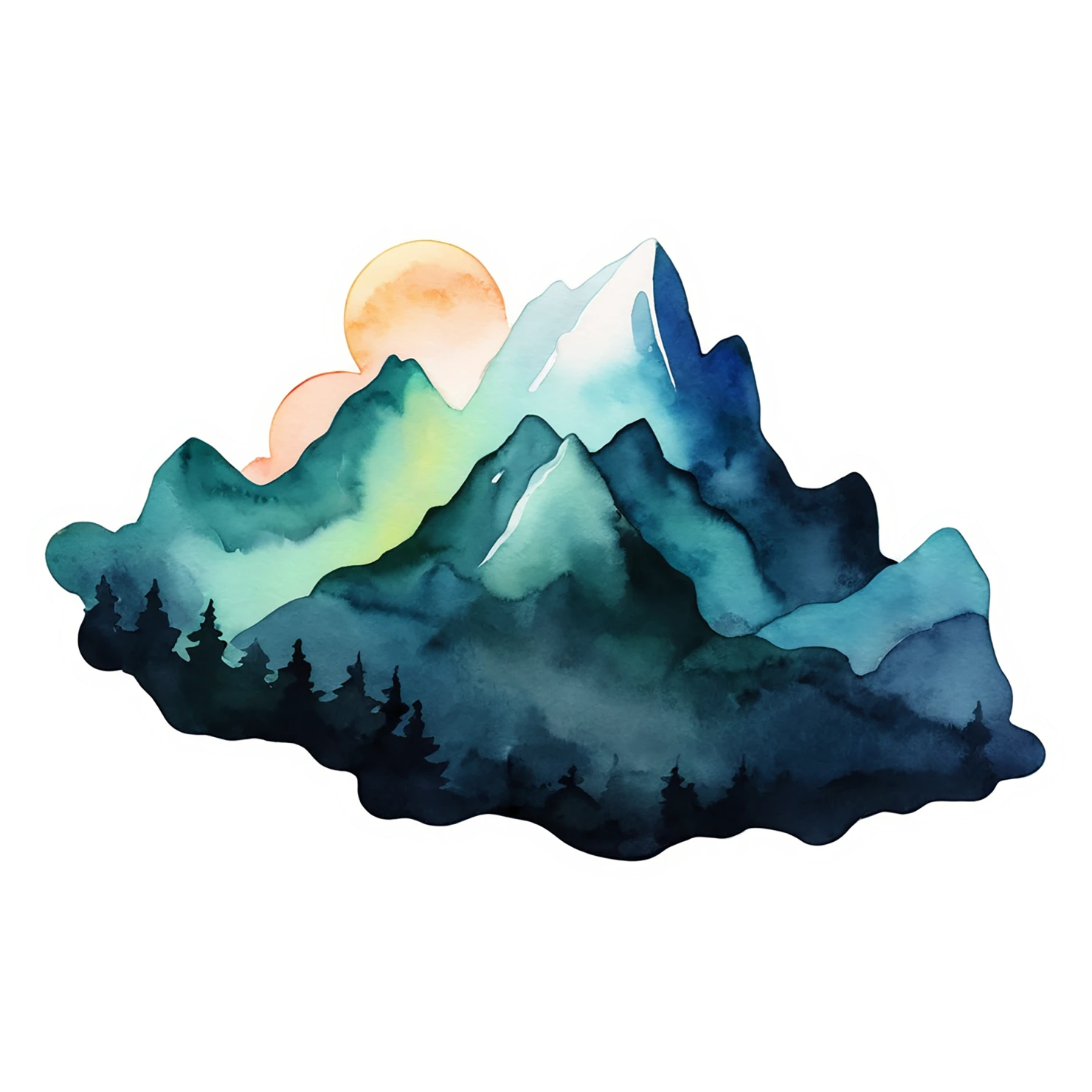 Mountain watercolor sticker isolated on transparent background #19672