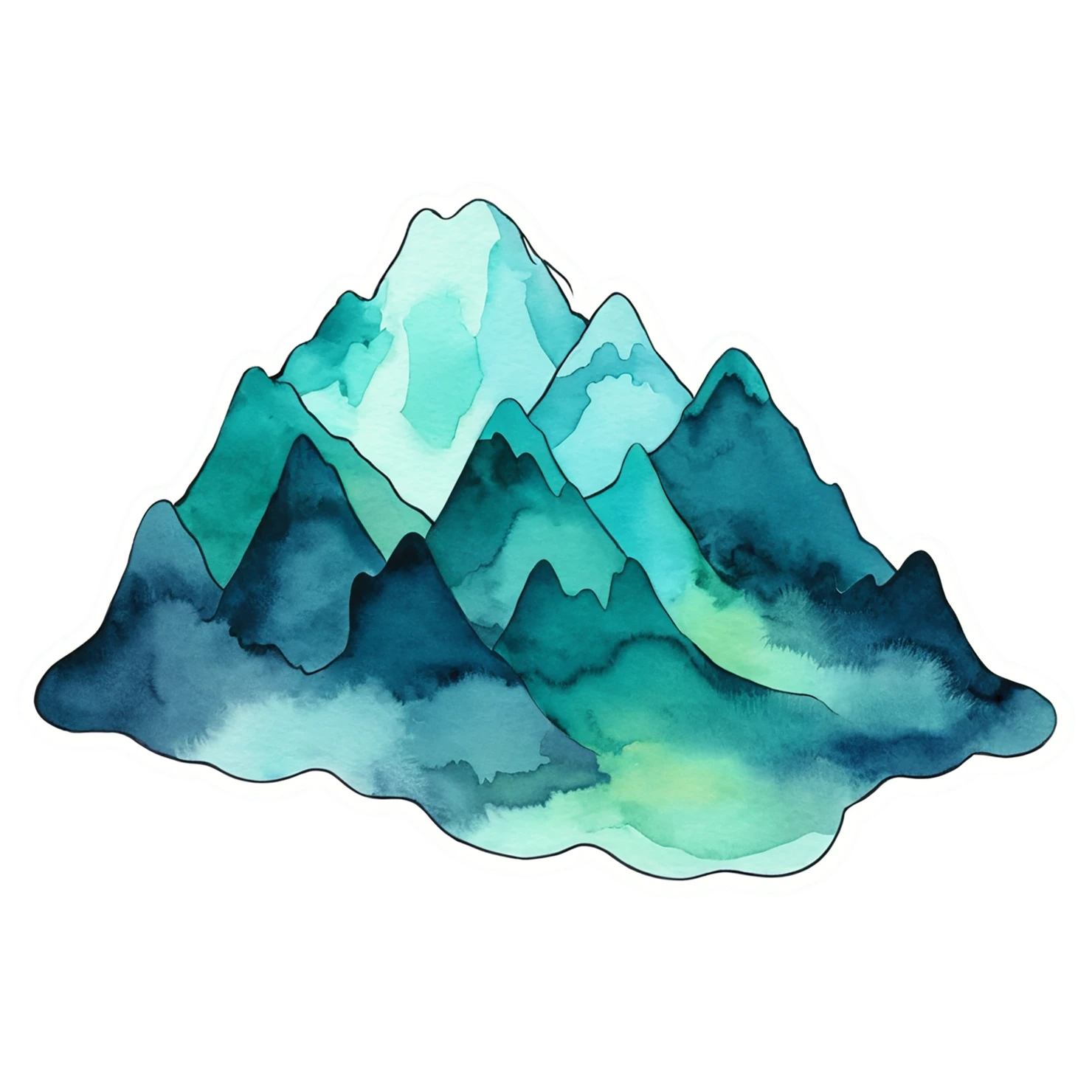 Mountain watercolor sticker isolated on transparent background #19675