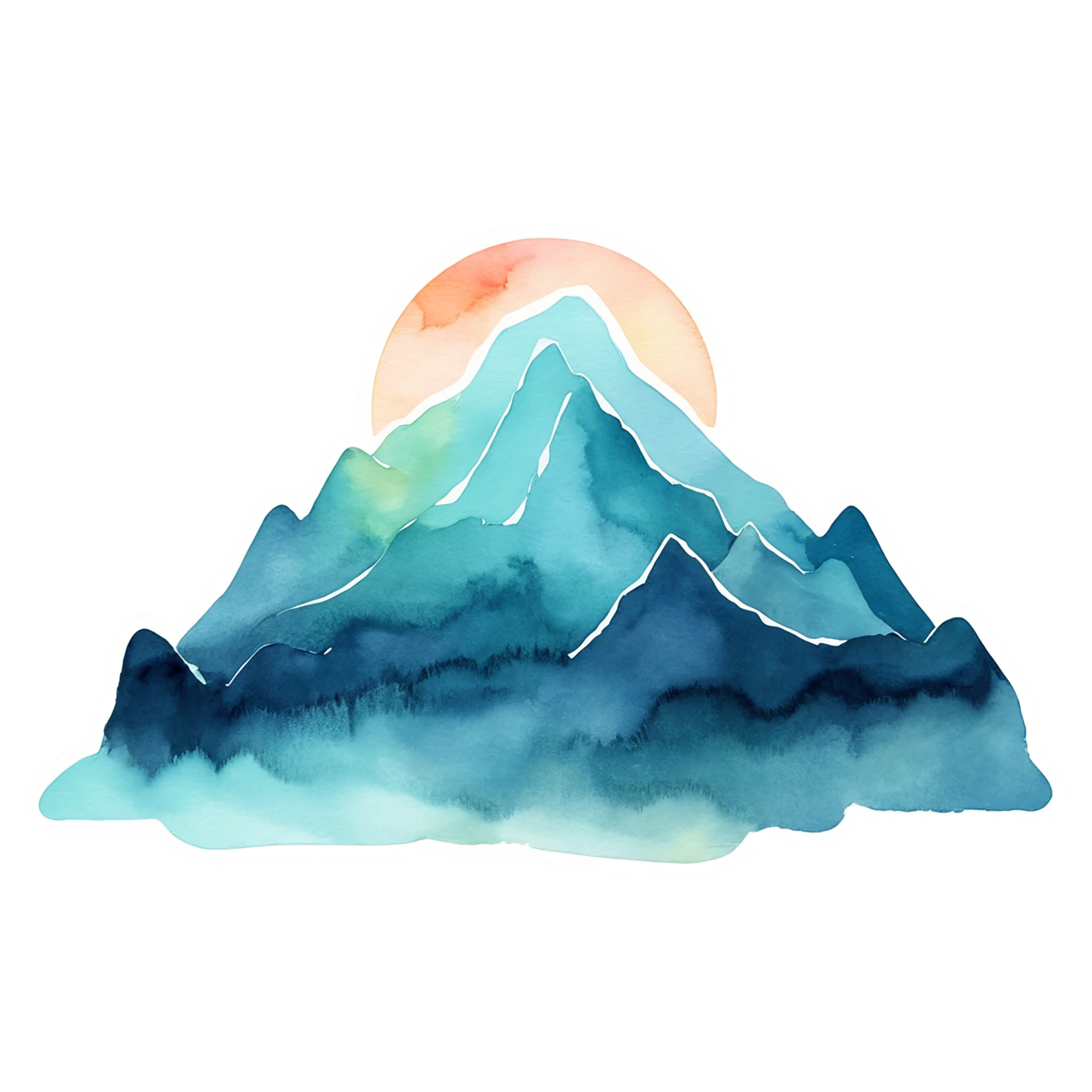 Mountain watercolor sticker isolated on transparent background #19676