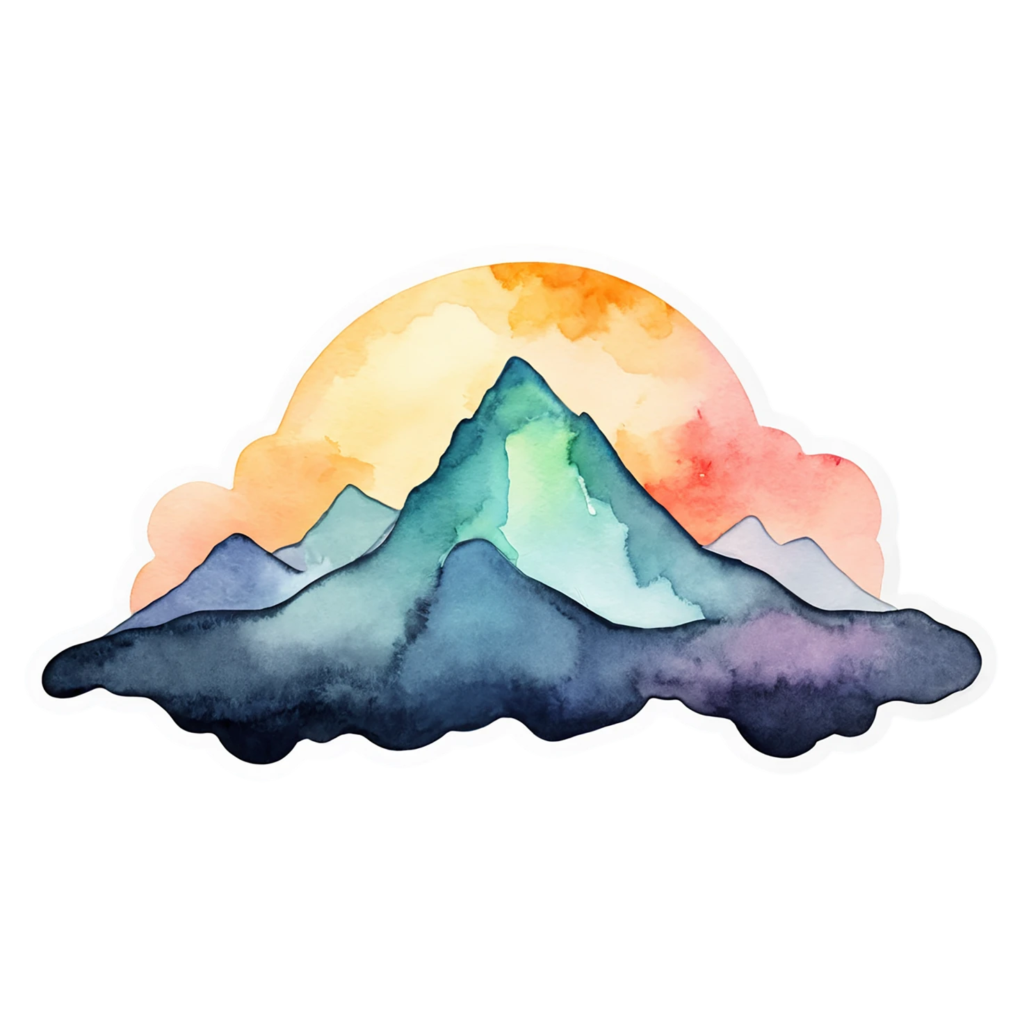 Mountain watercolor sticker isolated on transparent background #19681
