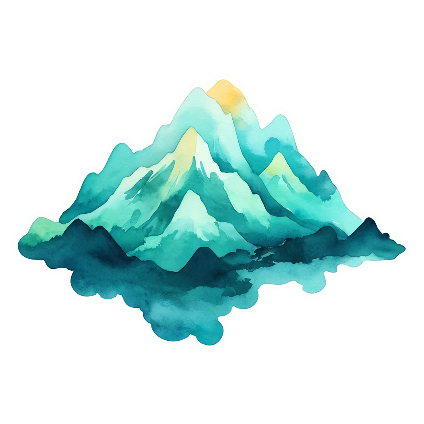 Mountain watercolor sticker isolated on transparent background #19684