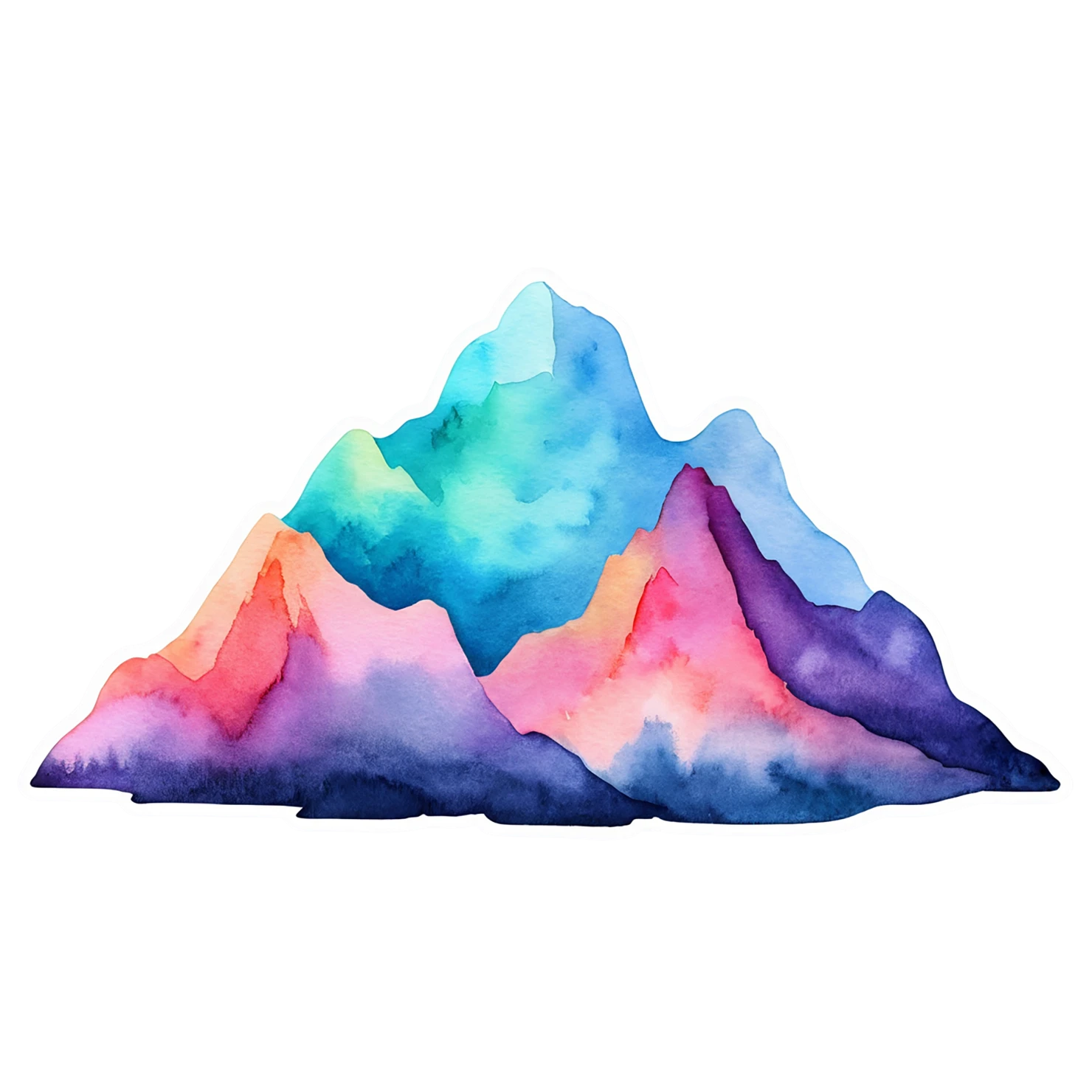 Mountain watercolor sticker isolated on transparent background #19687