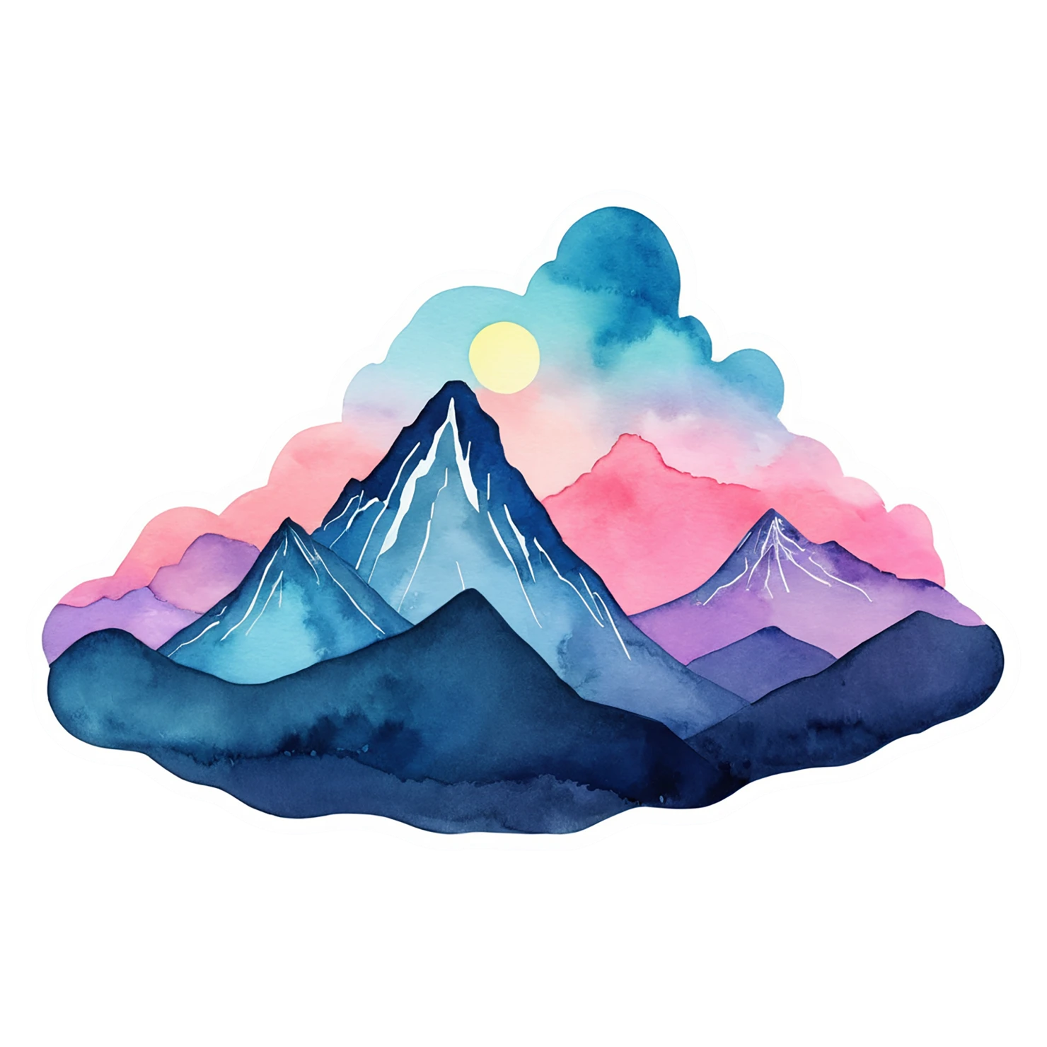 Mountain watercolor sticker isolated on transparent background #19689