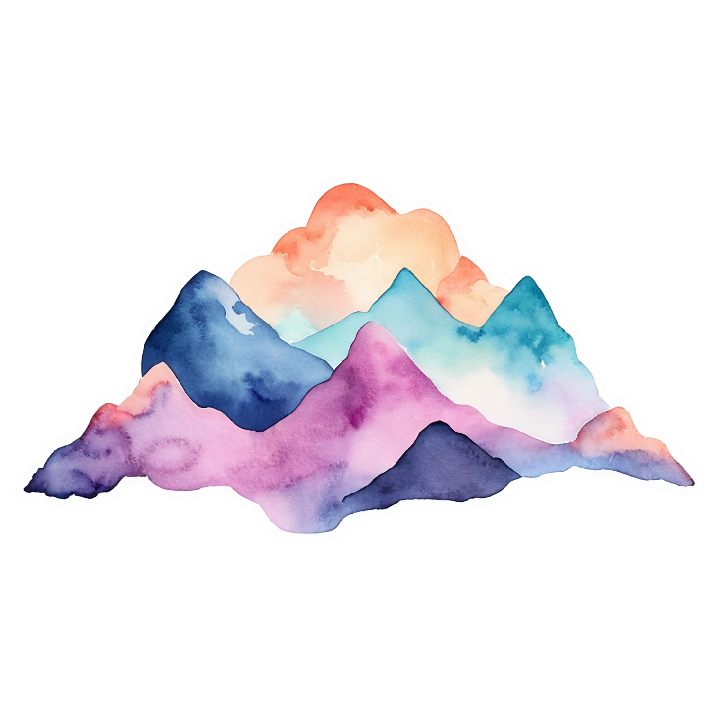 Mountain watercolor sticker isolated on transparent background #19690