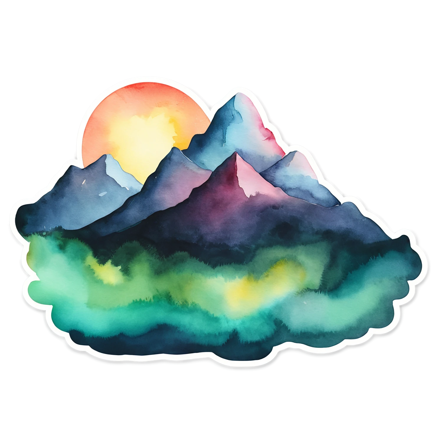 Mountain watercolor sticker isolated on transparent background #19691