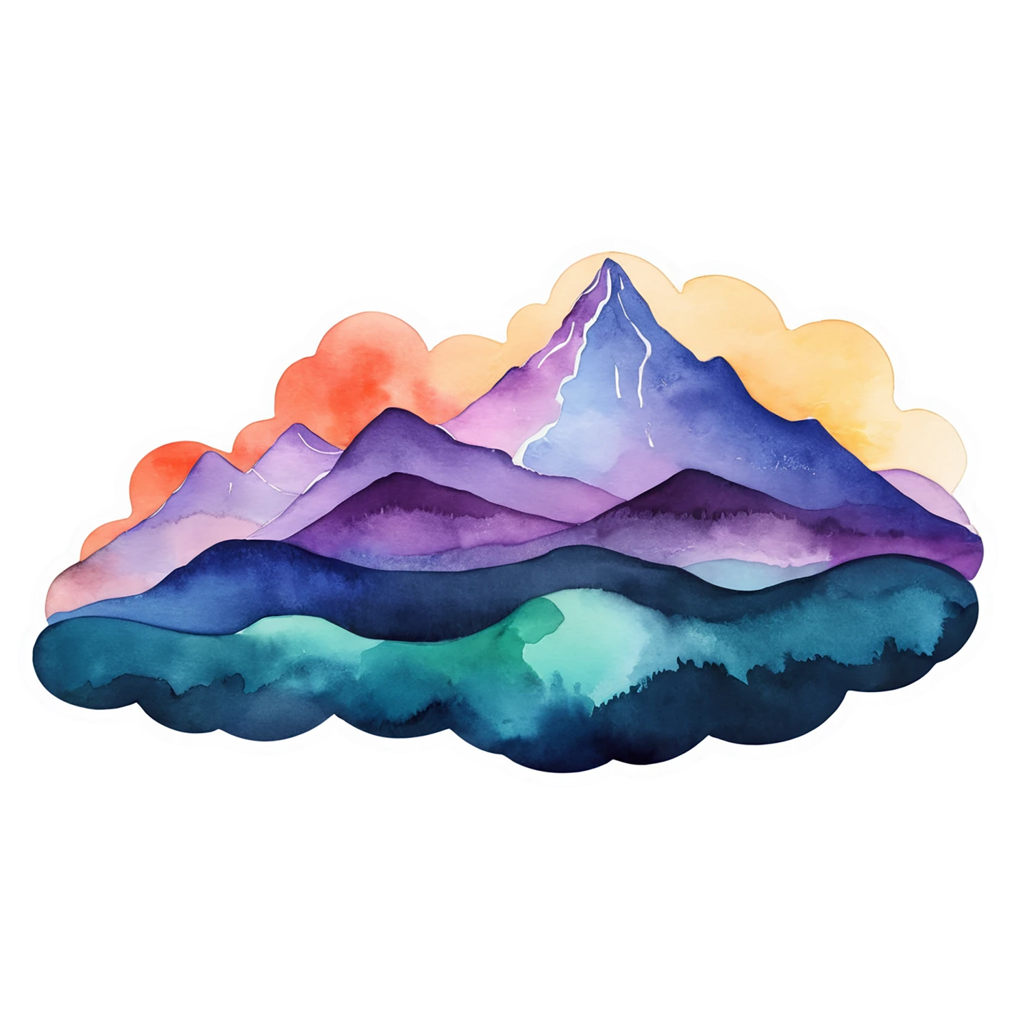 Mountain watercolor sticker isolated on transparent background #19698
