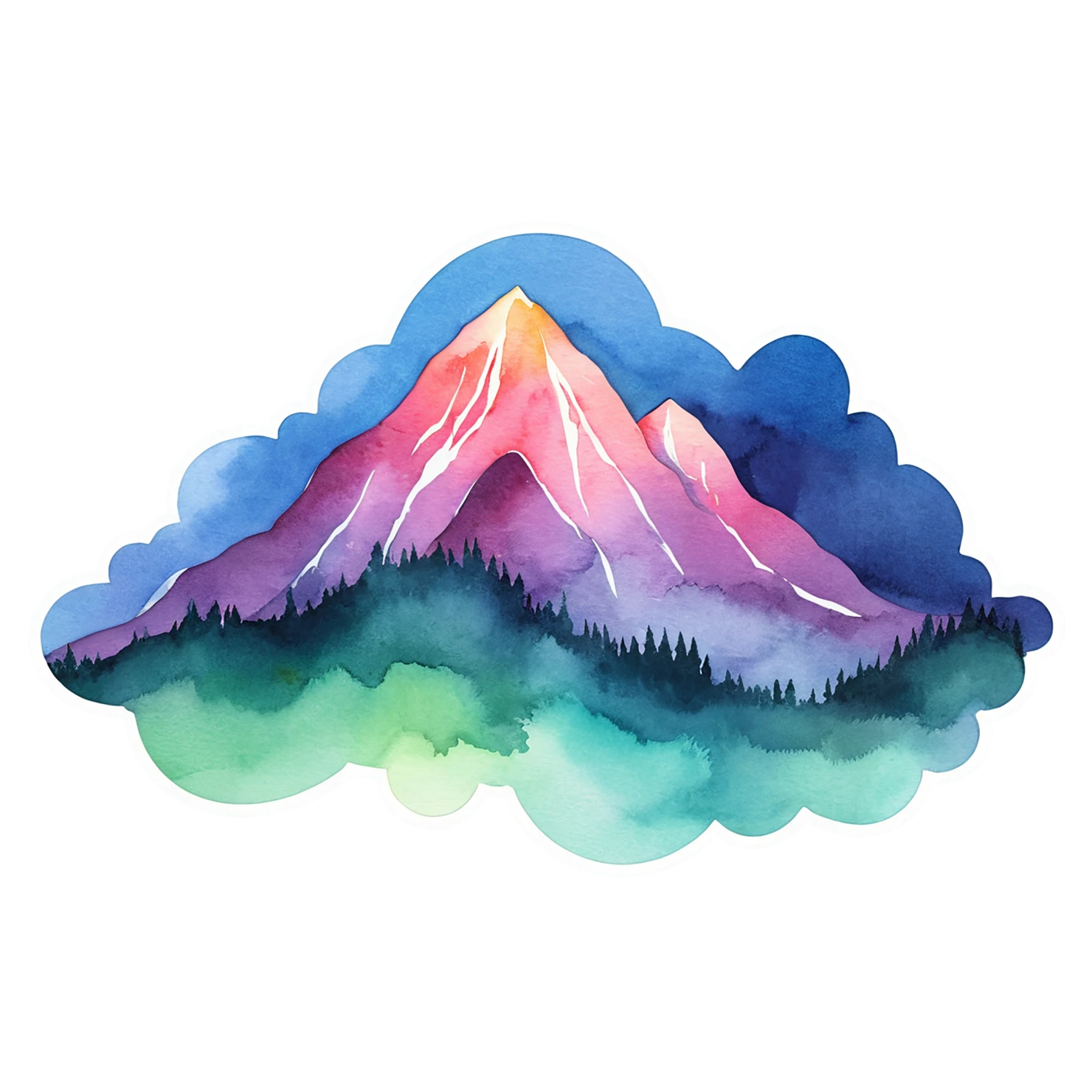 Mountain watercolor sticker isolated on transparent background #19699
