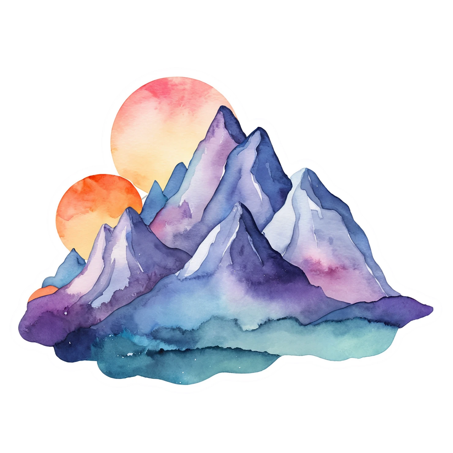 Mountain watercolor sticker isolated on transparent background #19702